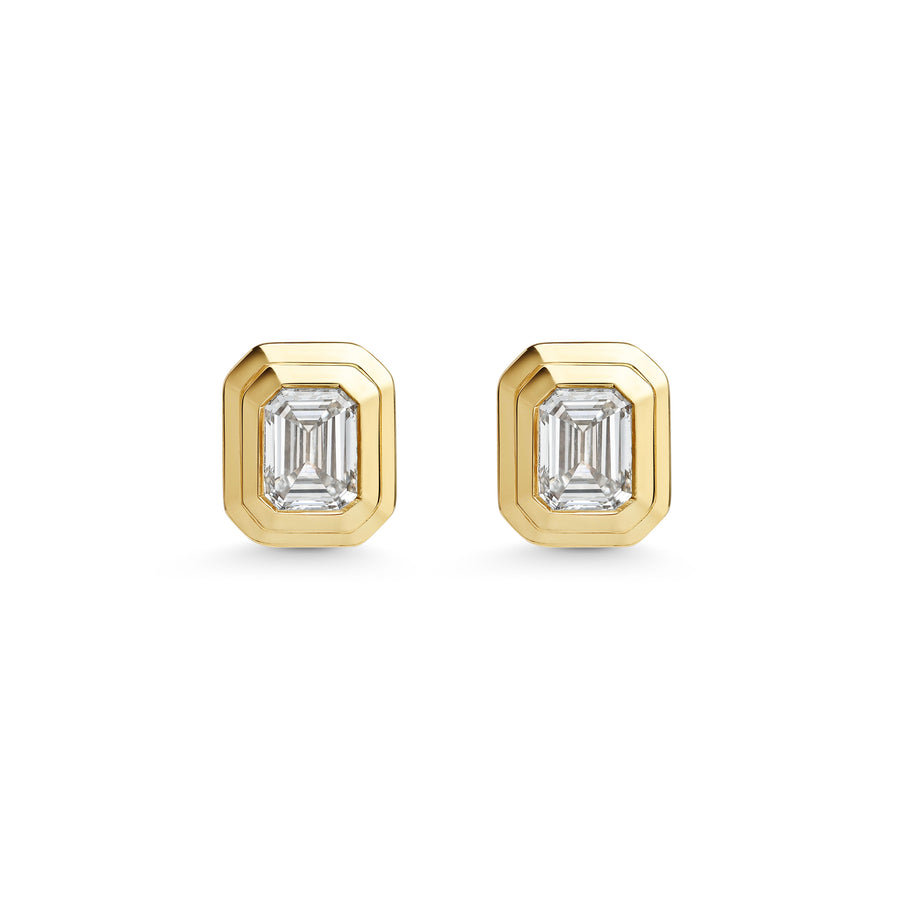 The RADIATE STUDS - EMERALD CUT by East London jeweller Rachel Boston | Discover our collections of unique and timeless engagement rings, wedding rings, and modern fine jewellery. - Rachel Boston Jewellery