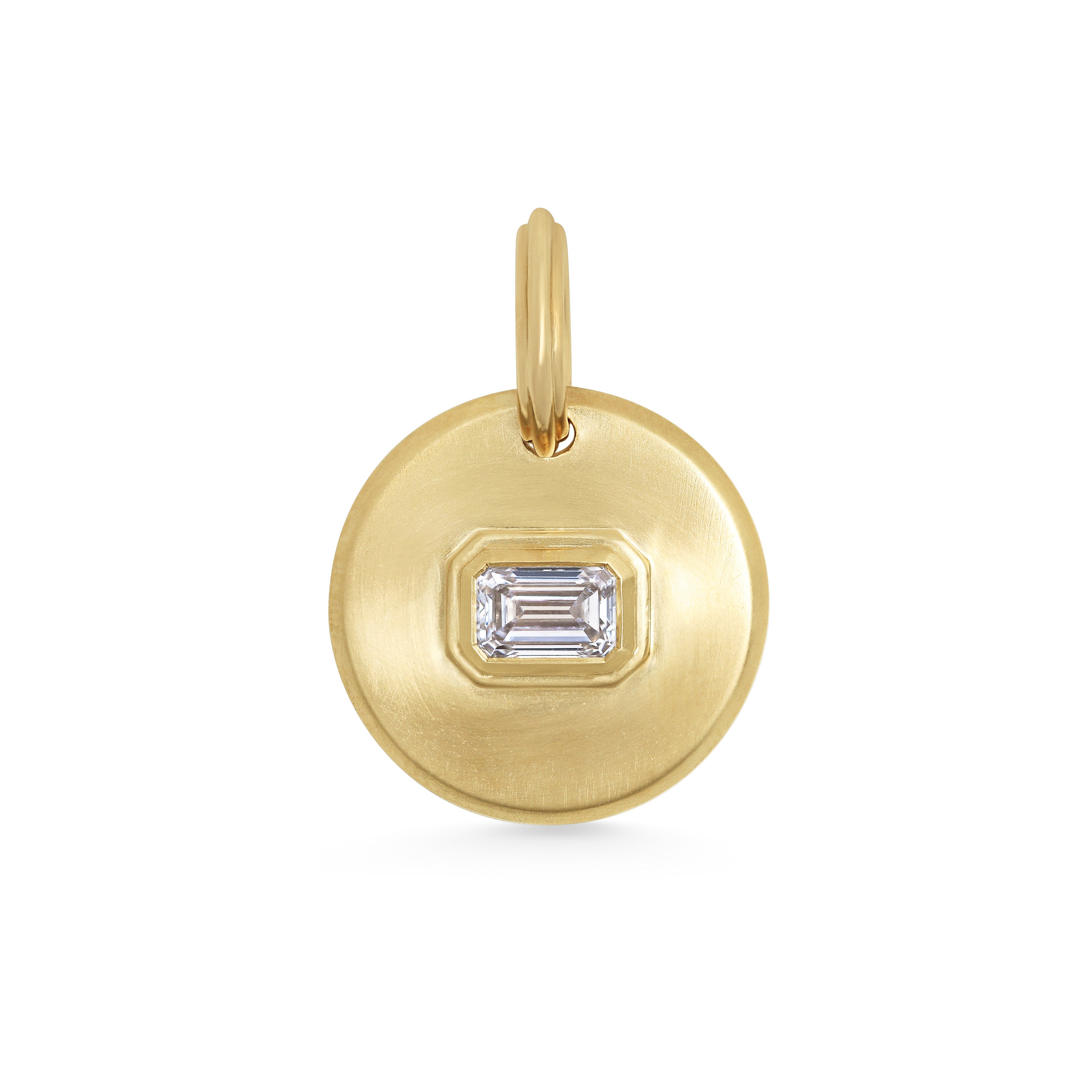 The RADIATE MEDALLION - EMERALD CUT by East London jeweller Rachel Boston | Discover our collections of unique and timeless engagement rings, wedding rings, and modern fine jewellery.