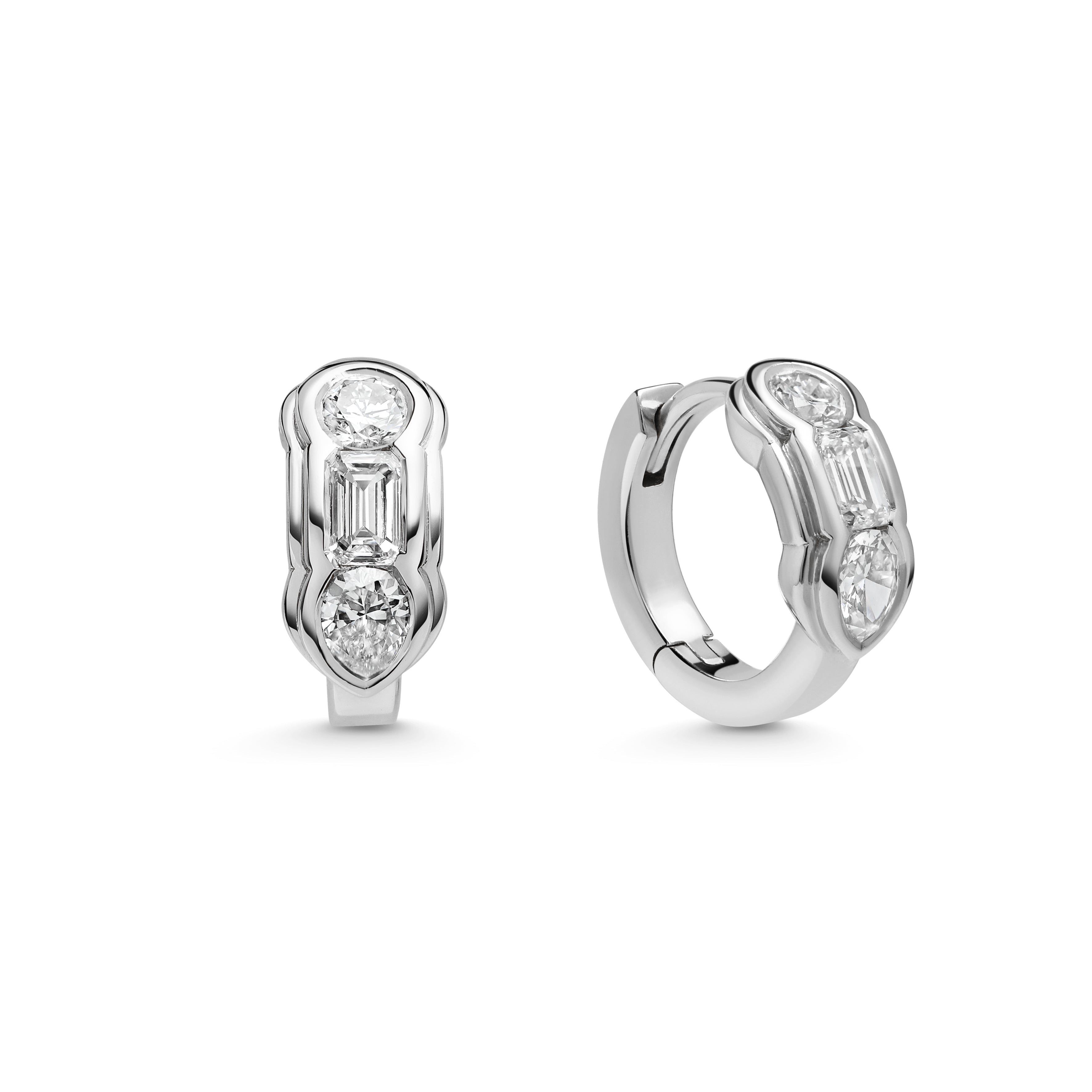 The Ripple Hoop Earrings by East London jeweller Rachel Boston | Discover our collections of unique and timeless engagement rings, wedding rings, and modern fine jewellery.