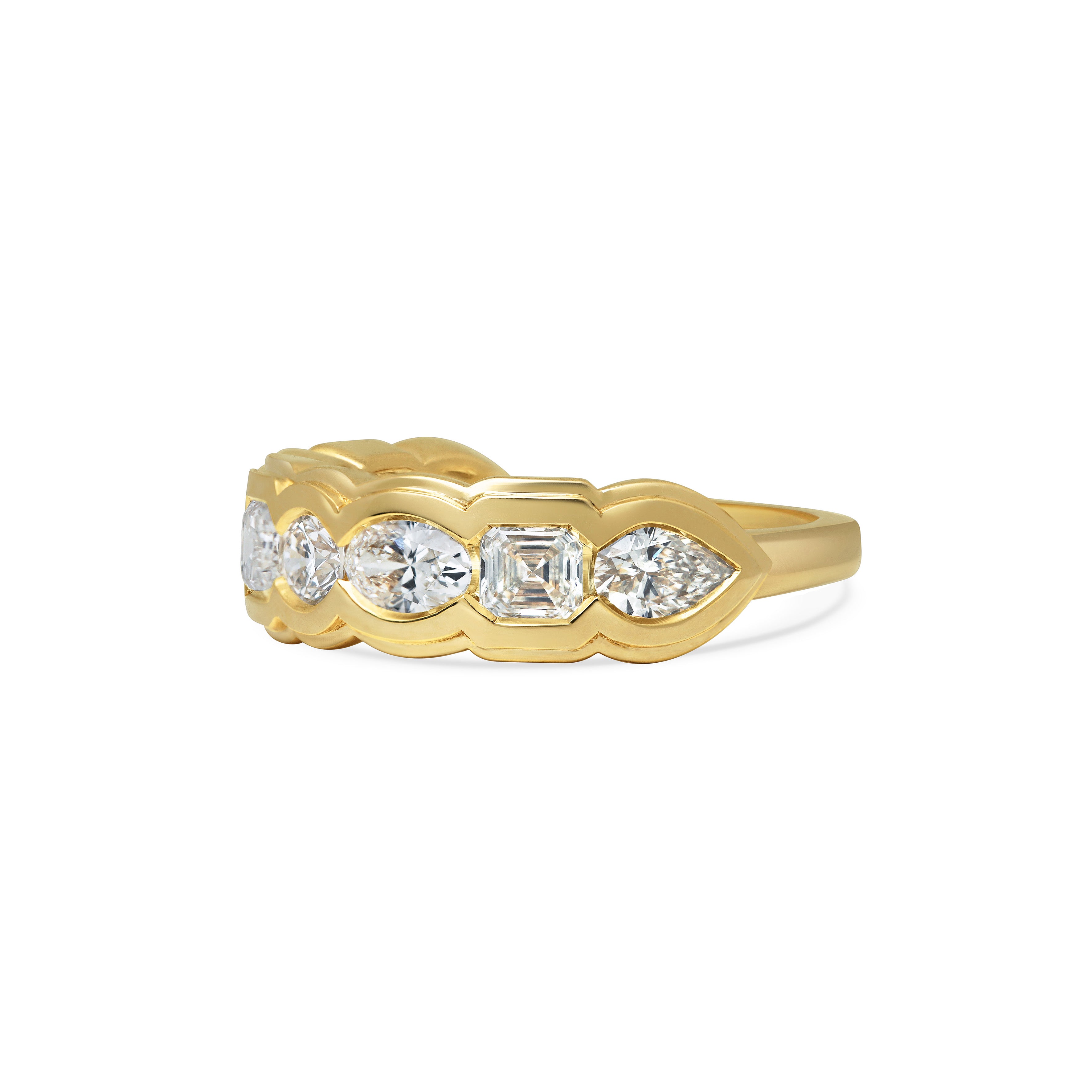 The Ripple Mixed Ring by East London jeweller Rachel Boston | Discover our collections of unique and timeless engagement rings, wedding rings, and modern fine jewellery.