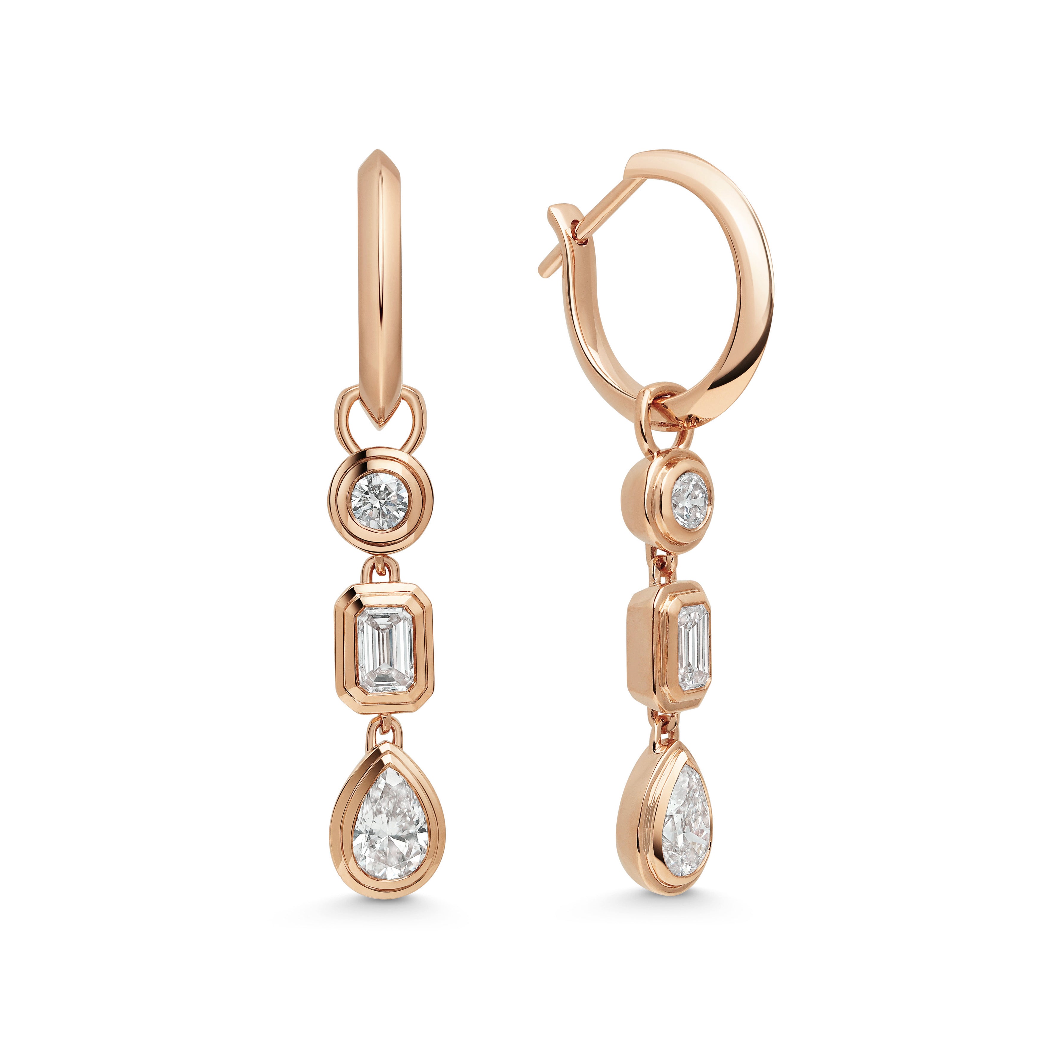 The Ripple Mixed Drop Earrings by East London jeweller Rachel Boston | Discover our collections of unique and timeless engagement rings, wedding rings, and modern fine jewellery.
