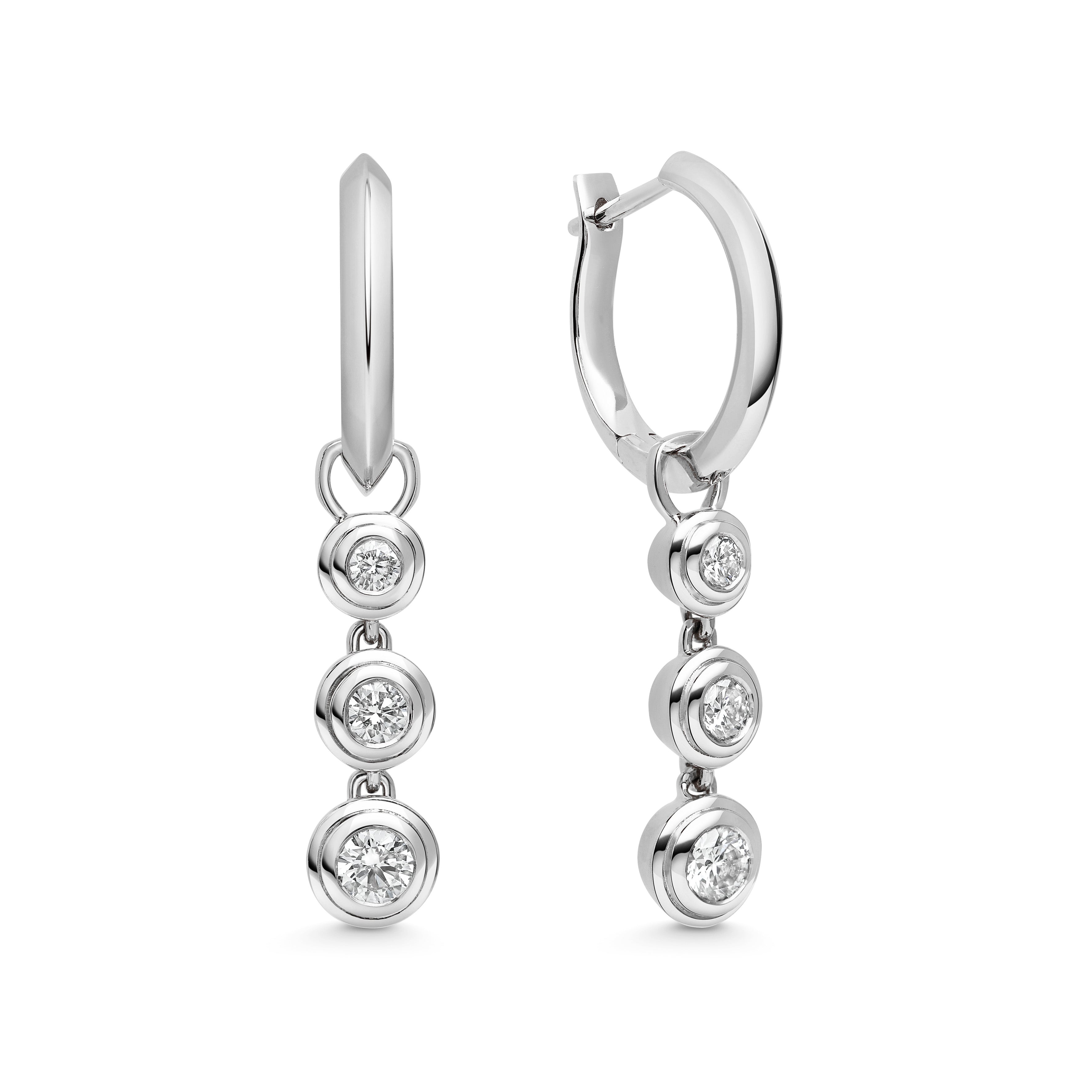 The Ripple Round Drop Earrings by East London jeweller Rachel Boston | Discover our collections of unique and timeless engagement rings, wedding rings, and modern fine jewellery.