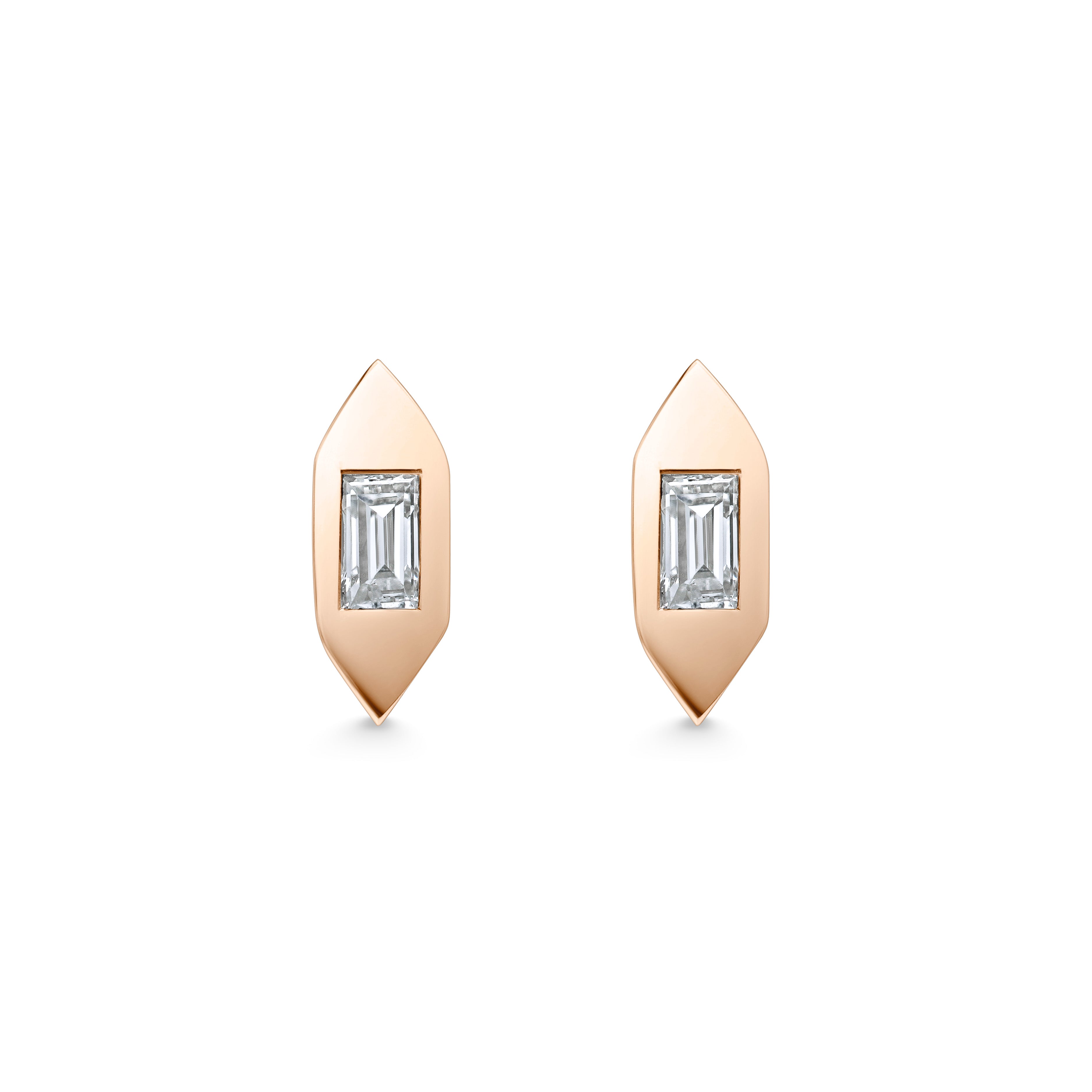 The Single Baguette Deco Earrings by East London jeweller Rachel Boston | Discover our collections of unique and timeless engagement rings, wedding rings, and modern fine jewellery.
