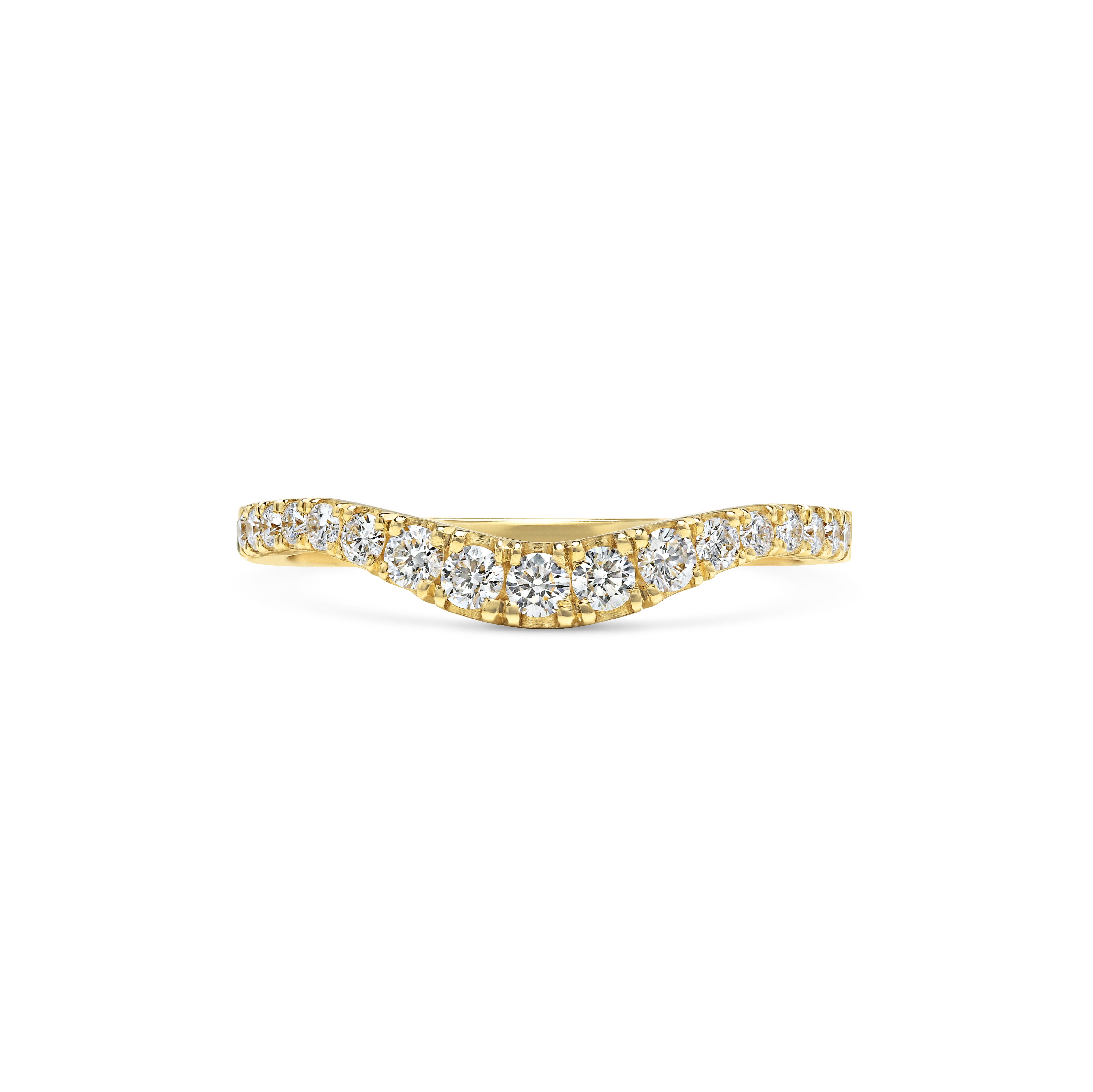 The Tapered Diamond Curve Band by East London jeweller Rachel Boston | Discover our collections of unique and timeless engagement rings, wedding rings, and modern fine jewellery.