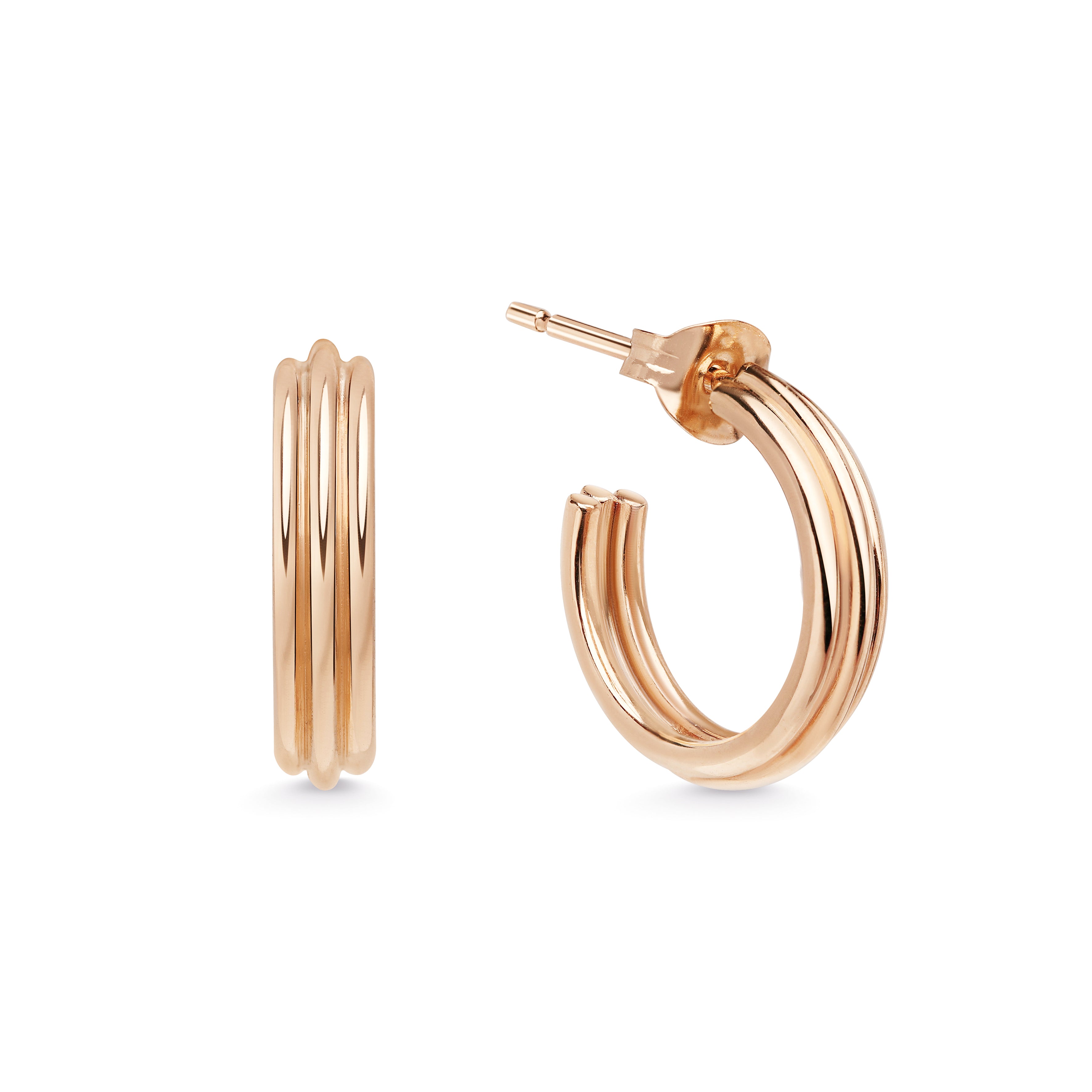 The Vintage Hoop Earrings 15mm by East London jeweller Rachel Boston | Discover our collections of unique and timeless engagement rings, wedding rings, and modern fine jewellery.