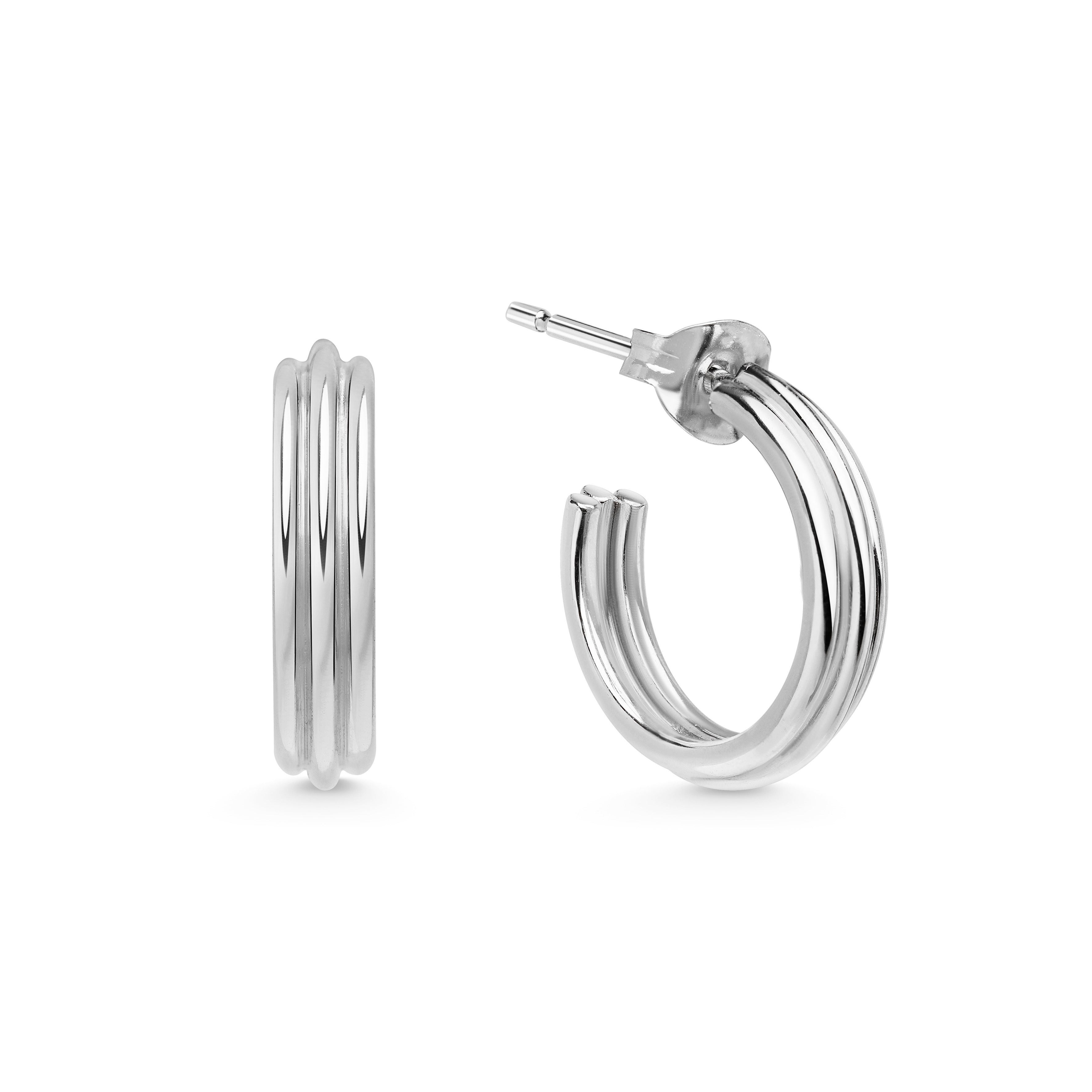 The Vintage Hoop Earrings 15mm by East London jeweller Rachel Boston | Discover our collections of unique and timeless engagement rings, wedding rings, and modern fine jewellery.