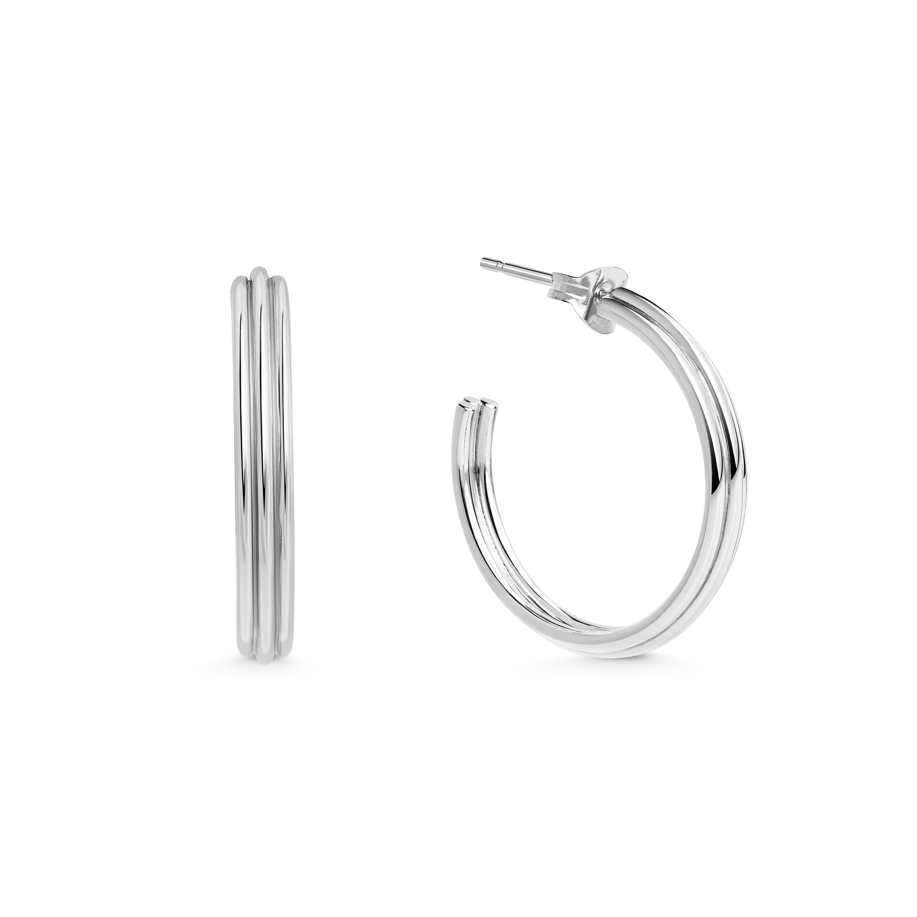 The Vintage Hoop Earrings - 24mm by East London jeweller Rachel Boston | Discover our collections of unique and timeless engagement rings, wedding rings, and modern fine jewellery.
