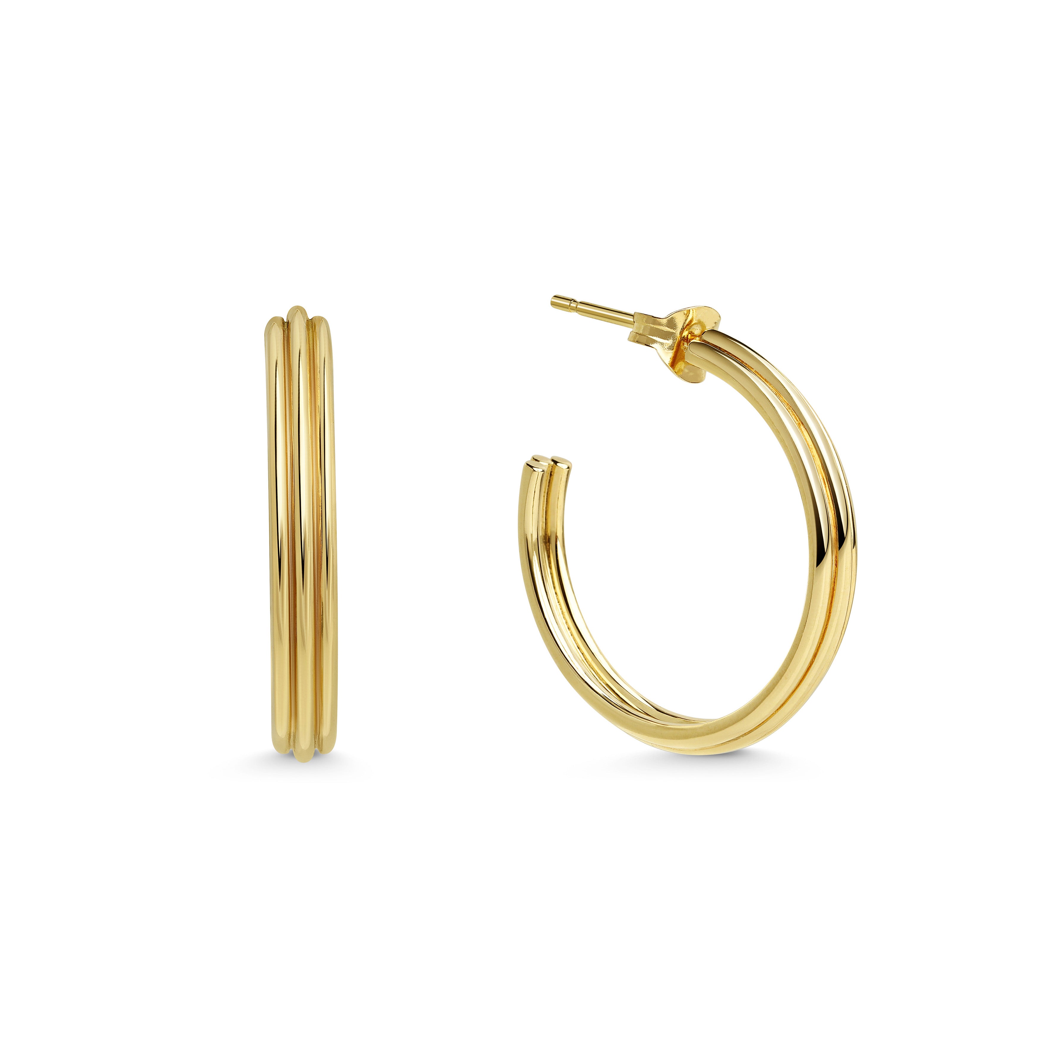 The VINTAGE HOOP EARRINGS- 24MM by East London jeweller Rachel Boston | Discover our collections of unique and timeless engagement rings, wedding rings, and modern fine jewellery.