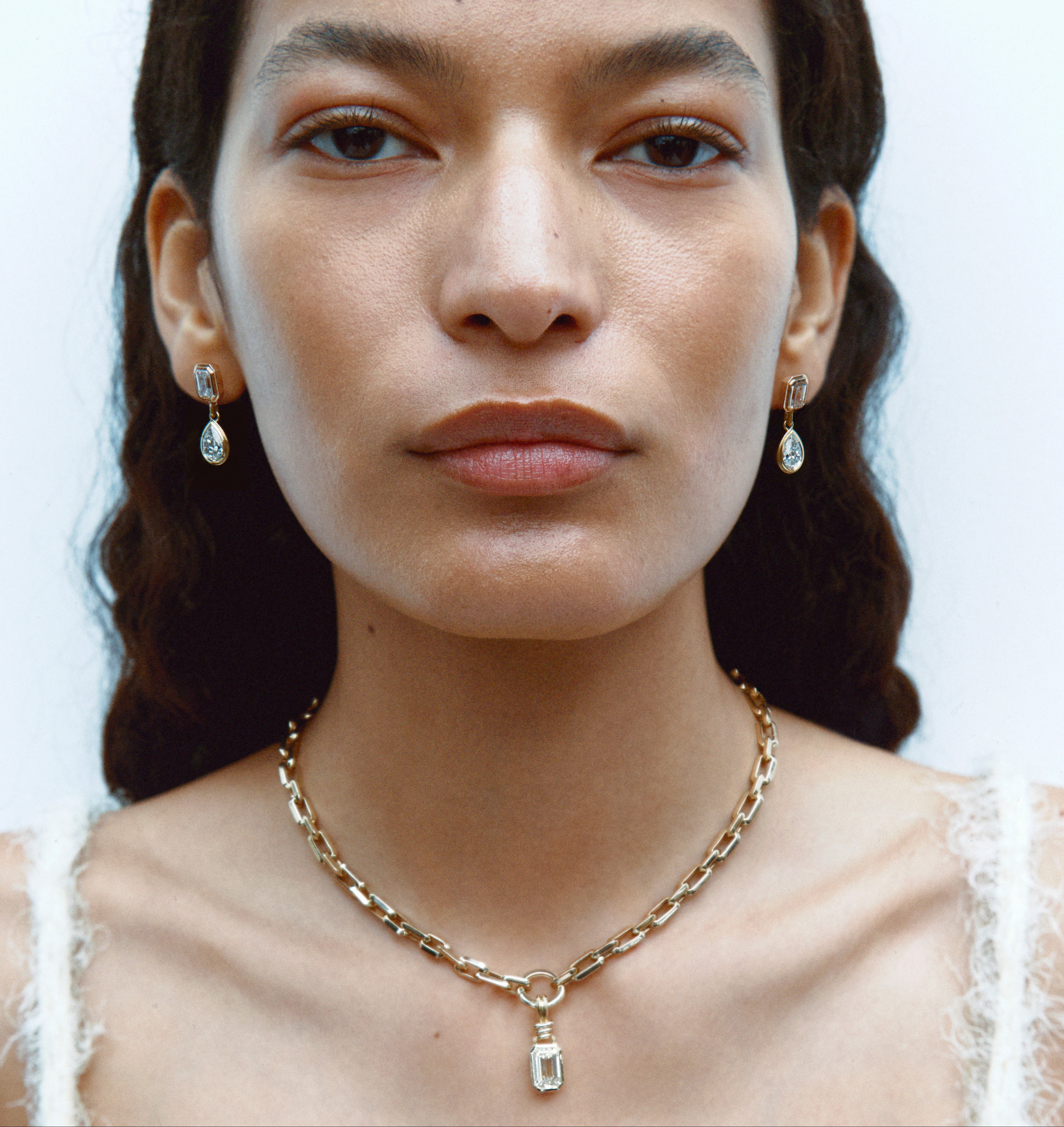 The Latch Pendant - Emerald Cut by East London jeweller Rachel Boston | Discover our collections of unique and timeless engagement rings, wedding rings, and modern fine jewellery.