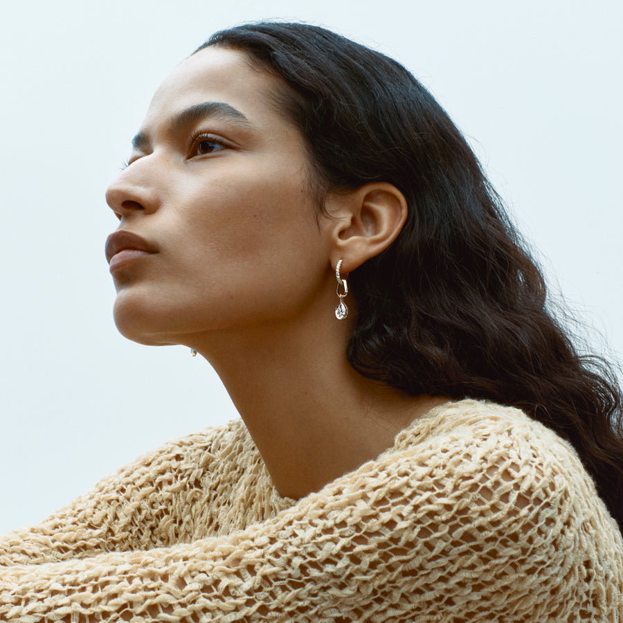 The FLOW EARRINGS by East London jeweller Rachel Boston | Discover our collections of unique and timeless engagement rings, wedding rings, and modern fine jewellery. - Rachel Boston Jewellery