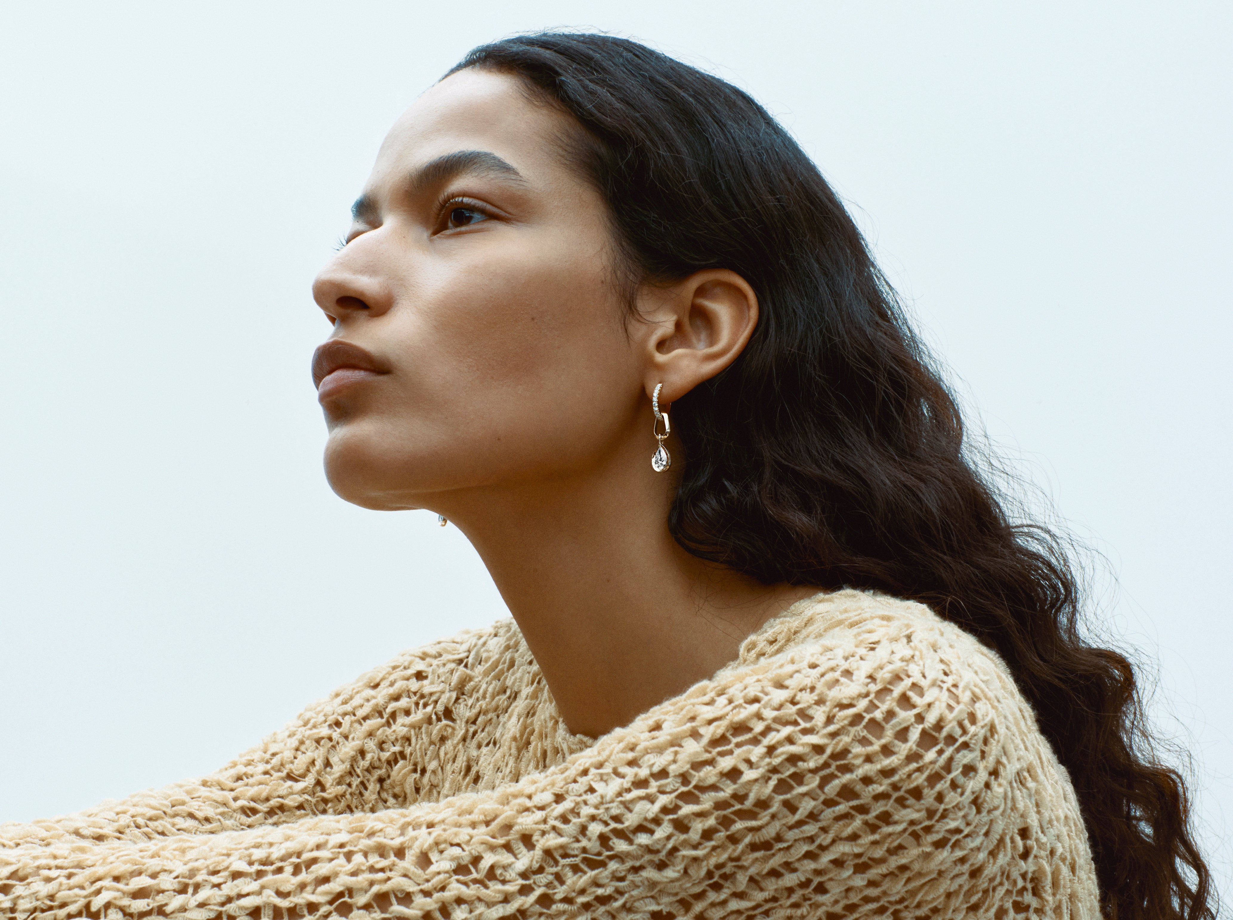 The Flow Earrings by East London jeweller Rachel Boston | Discover our collections of unique and timeless engagement rings, wedding rings, and modern fine jewellery.