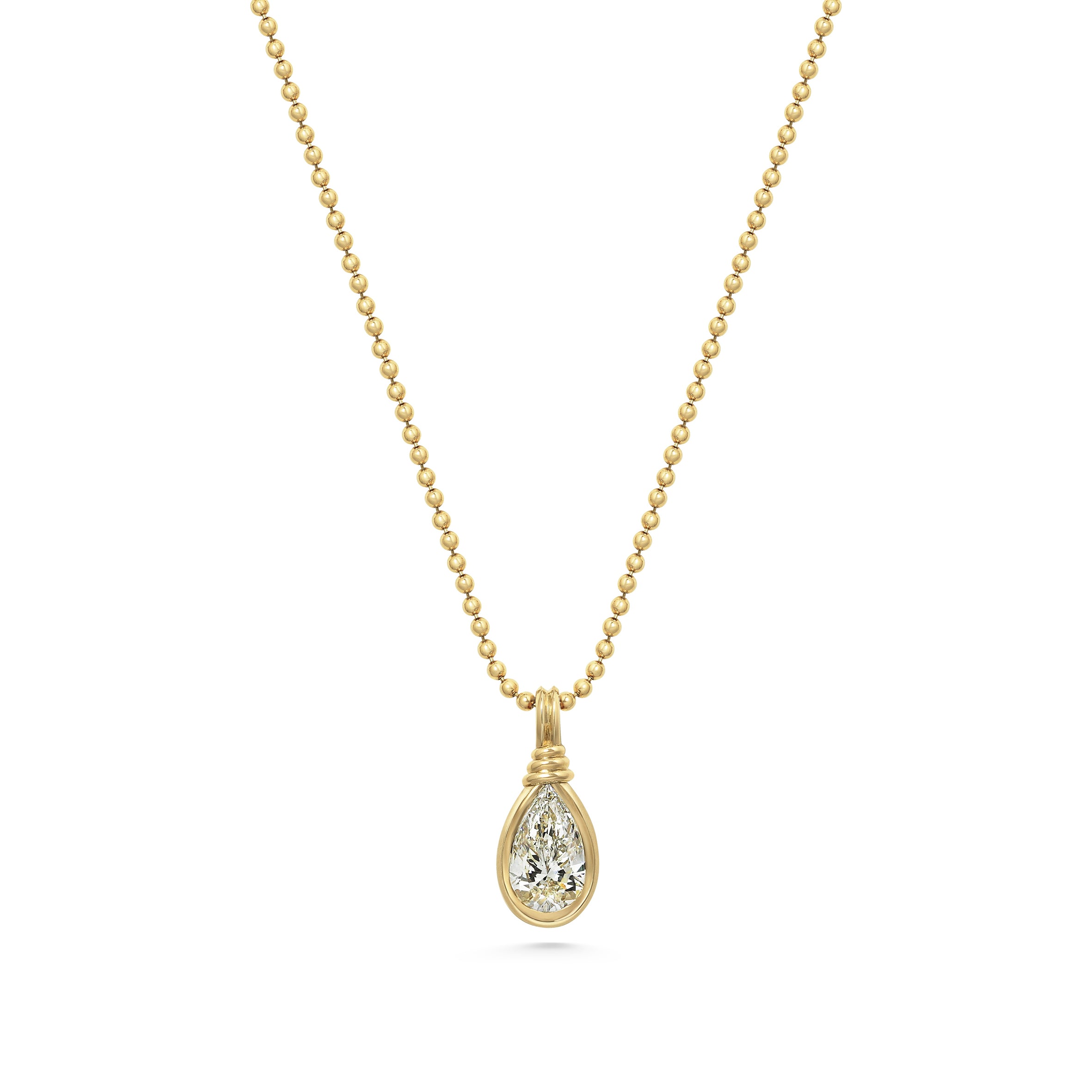 The Bound Pendant - Pear Cut by East London jeweller Rachel Boston | Discover our collections of unique and timeless engagement rings, wedding rings, and modern fine jewellery.