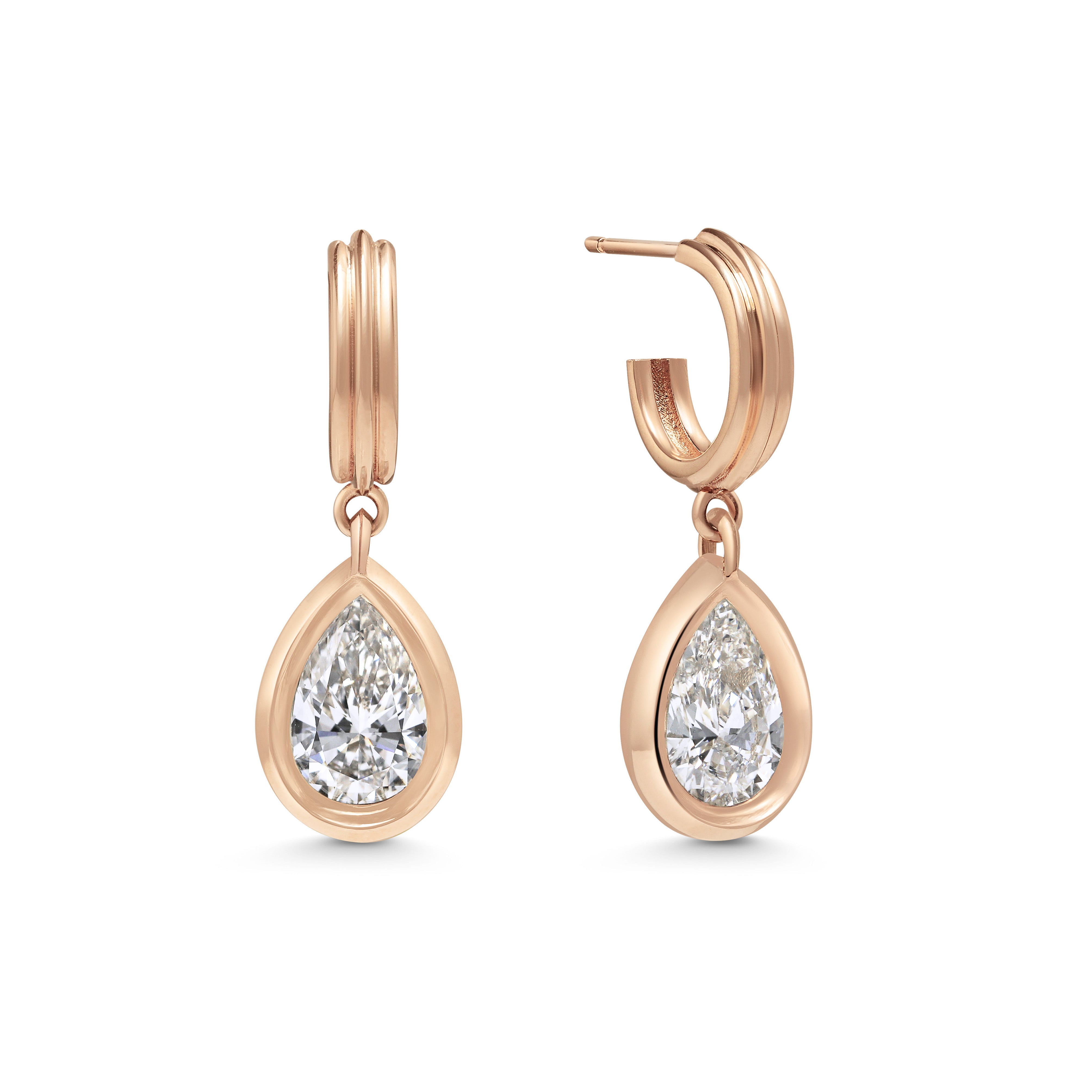 The Echo Earrings - Pear Cut by East London jeweller Rachel Boston | Discover our collections of unique and timeless engagement rings, wedding rings, and modern fine jewellery.