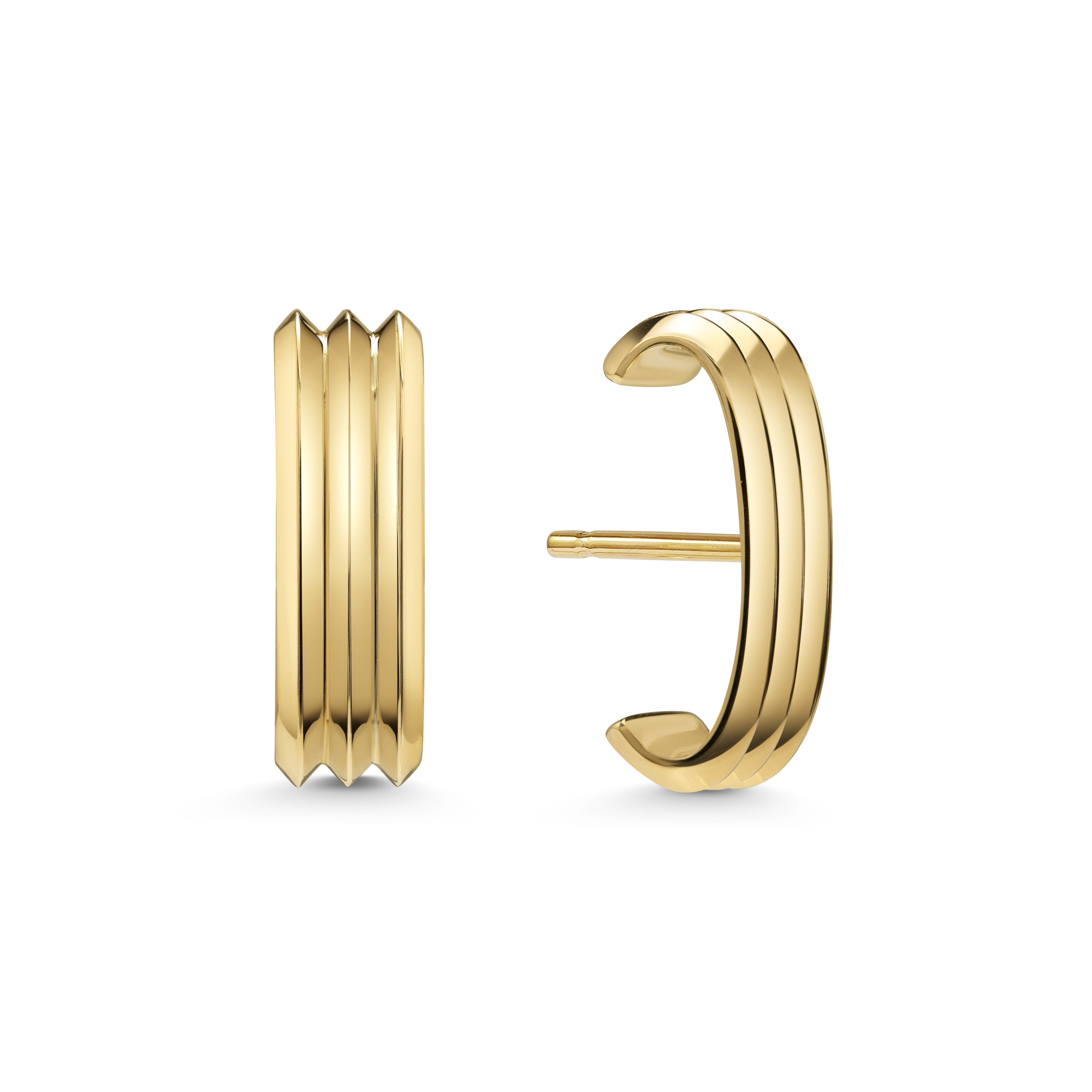 The Line - Triple Earrings by East London jeweller Rachel Boston | Discover our collections of unique and timeless engagement rings, wedding rings, and modern fine jewellery.