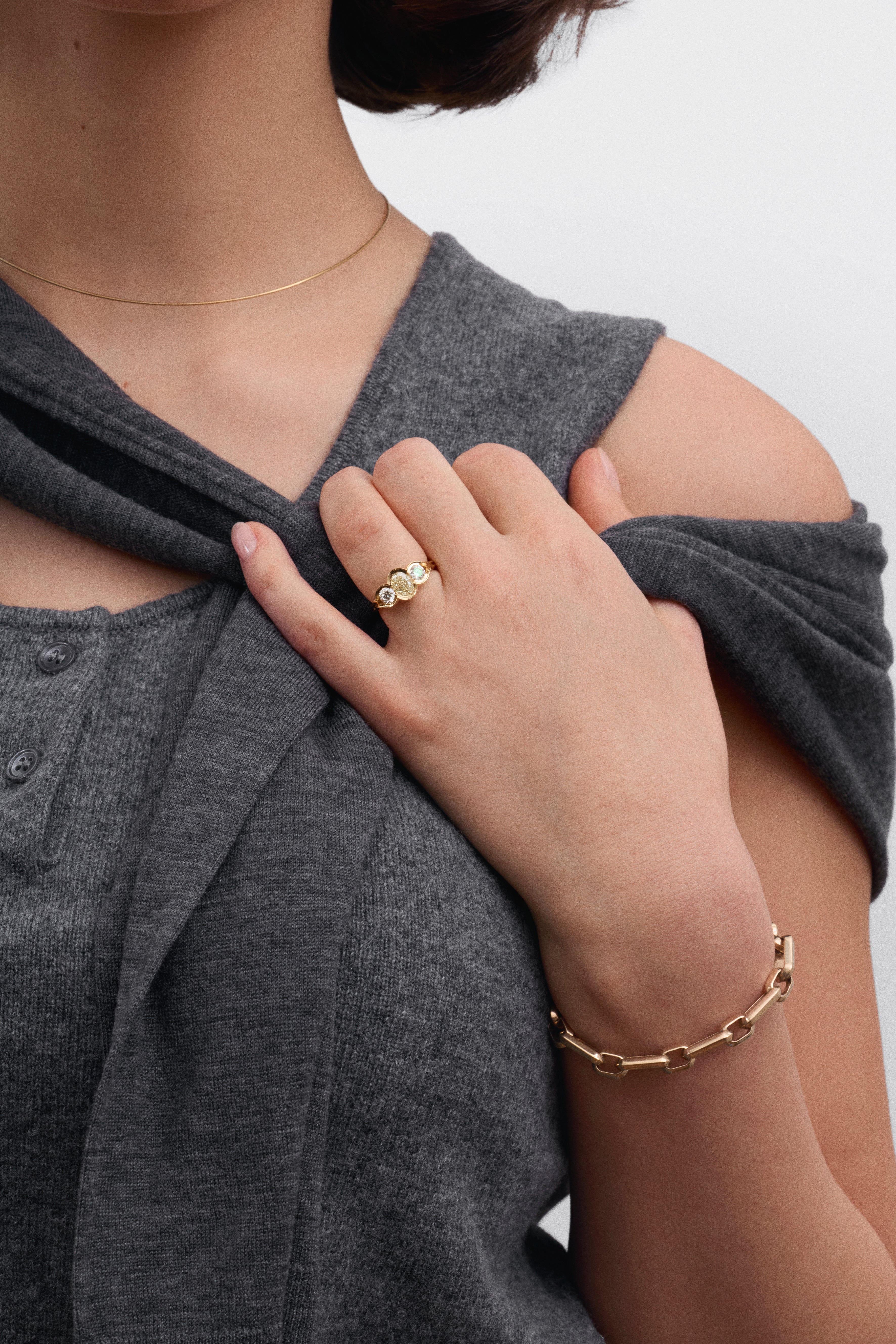 The Chunky Knife Edge Bracelet by East London jeweller Rachel Boston | Discover our collections of unique and timeless engagement rings, wedding rings, and modern fine jewellery.