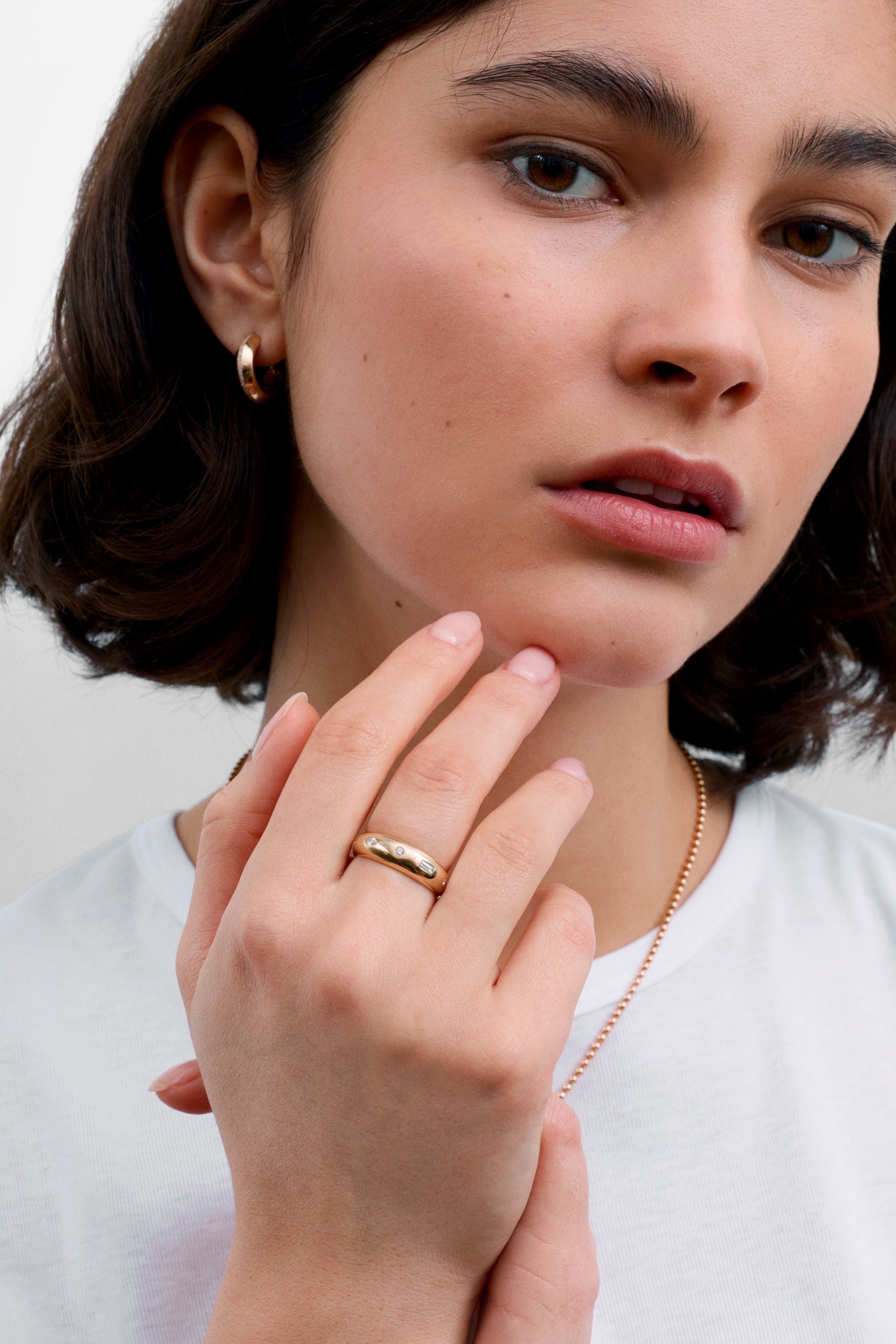 The Mixed Diamond Bombe Ring - Polished Finish by East London jeweller Rachel Boston | Discover our collections of unique and timeless engagement rings, wedding rings, and modern fine jewellery.