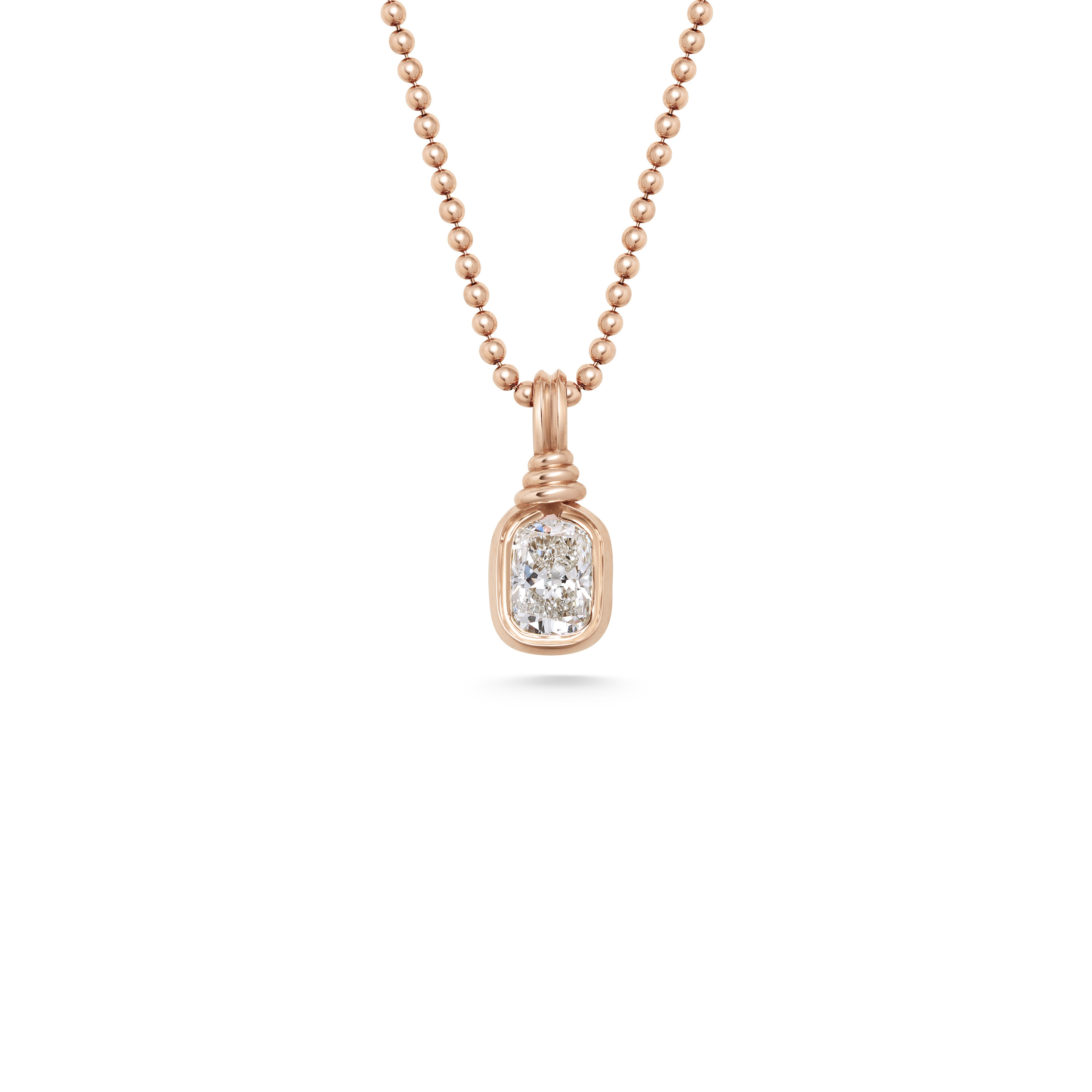 The Bound Pendant - Cushion Cut by East London jeweller Rachel Boston | Discover our collections of unique and timeless engagement rings, wedding rings, and modern fine jewellery.