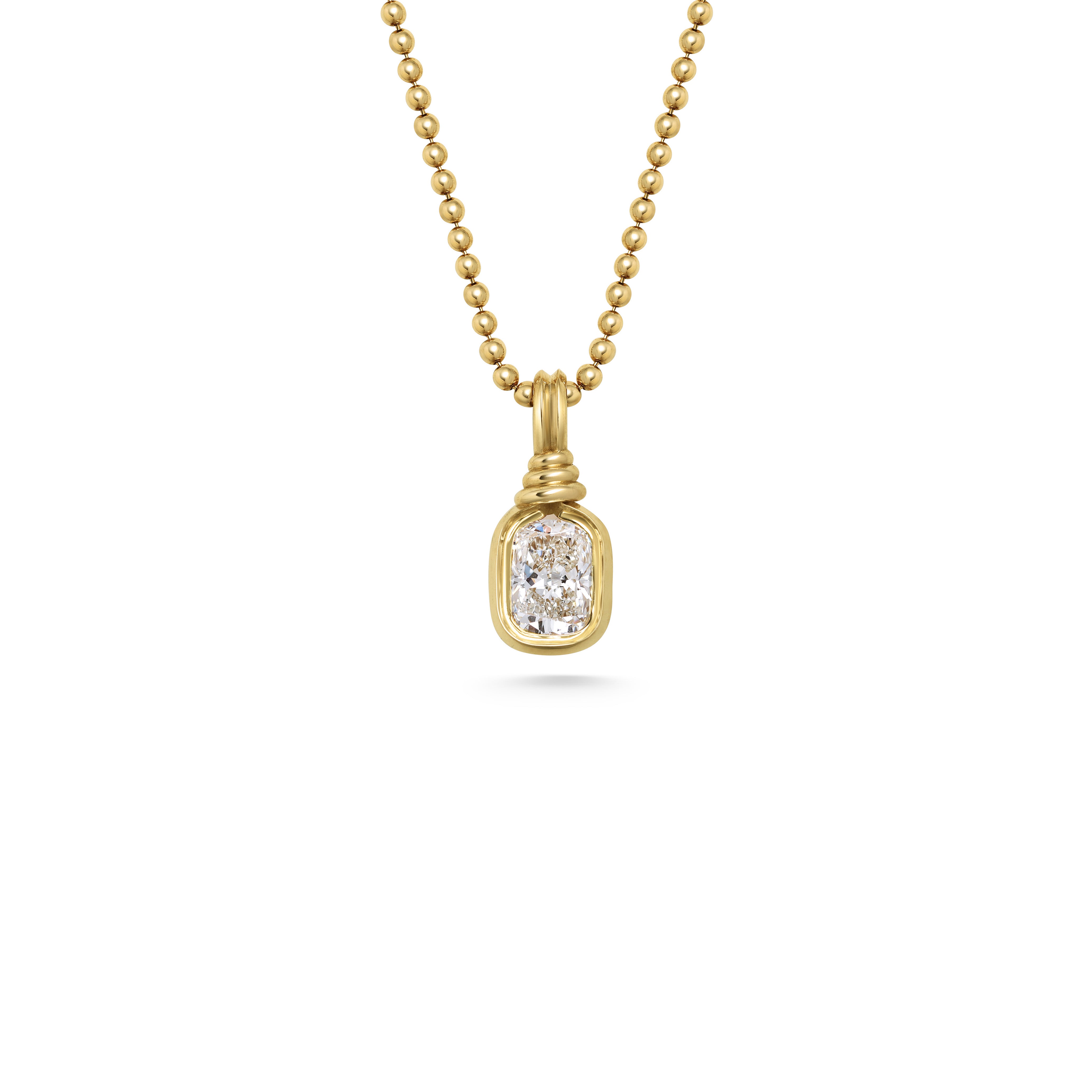 The Bound Pendant - Cushion Cut by East London jeweller Rachel Boston | Discover our collections of unique and timeless engagement rings, wedding rings, and modern fine jewellery.