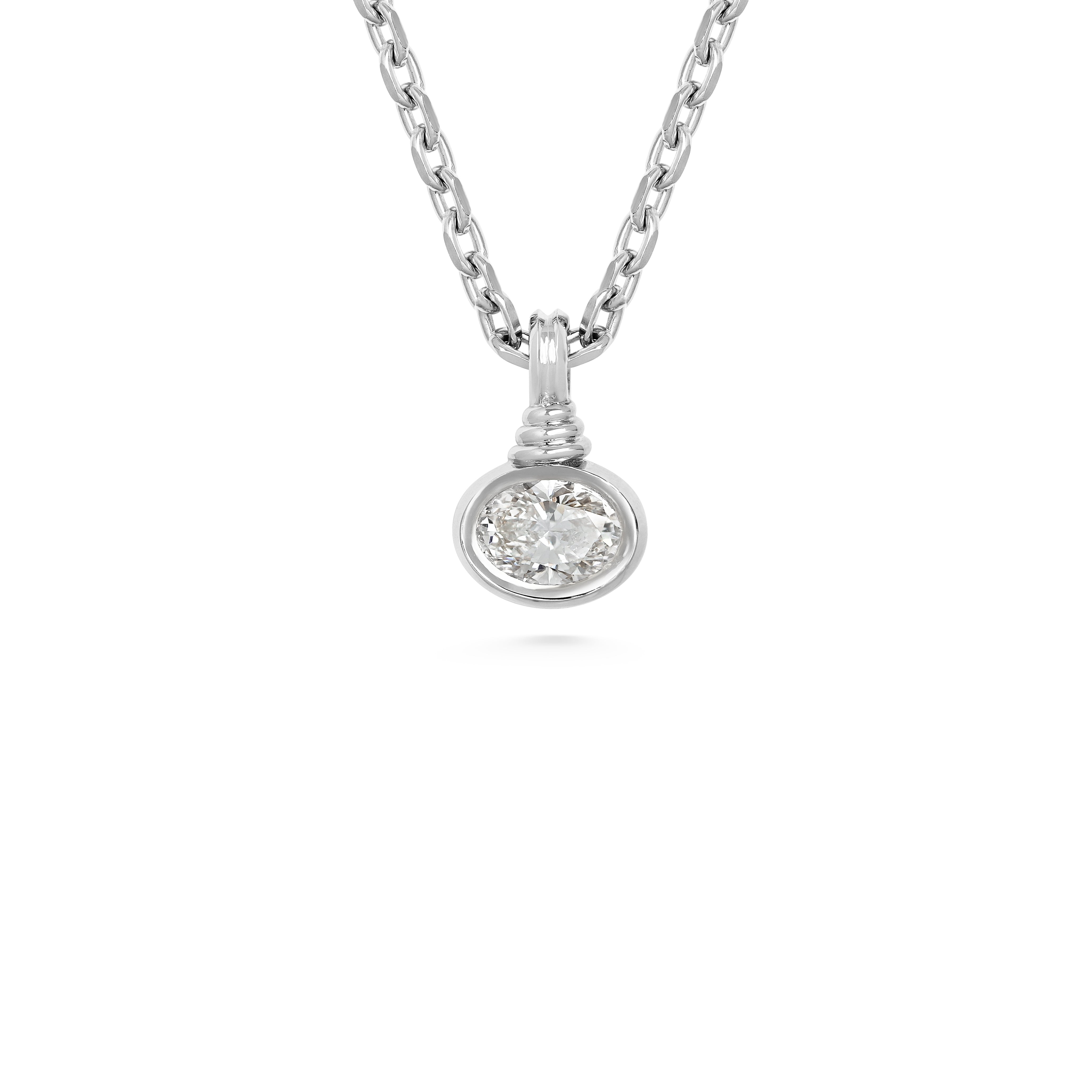 The Bound Pendant - Oval Cut by East London jeweller Rachel Boston | Discover our collections of unique and timeless engagement rings, wedding rings, and modern fine jewellery.