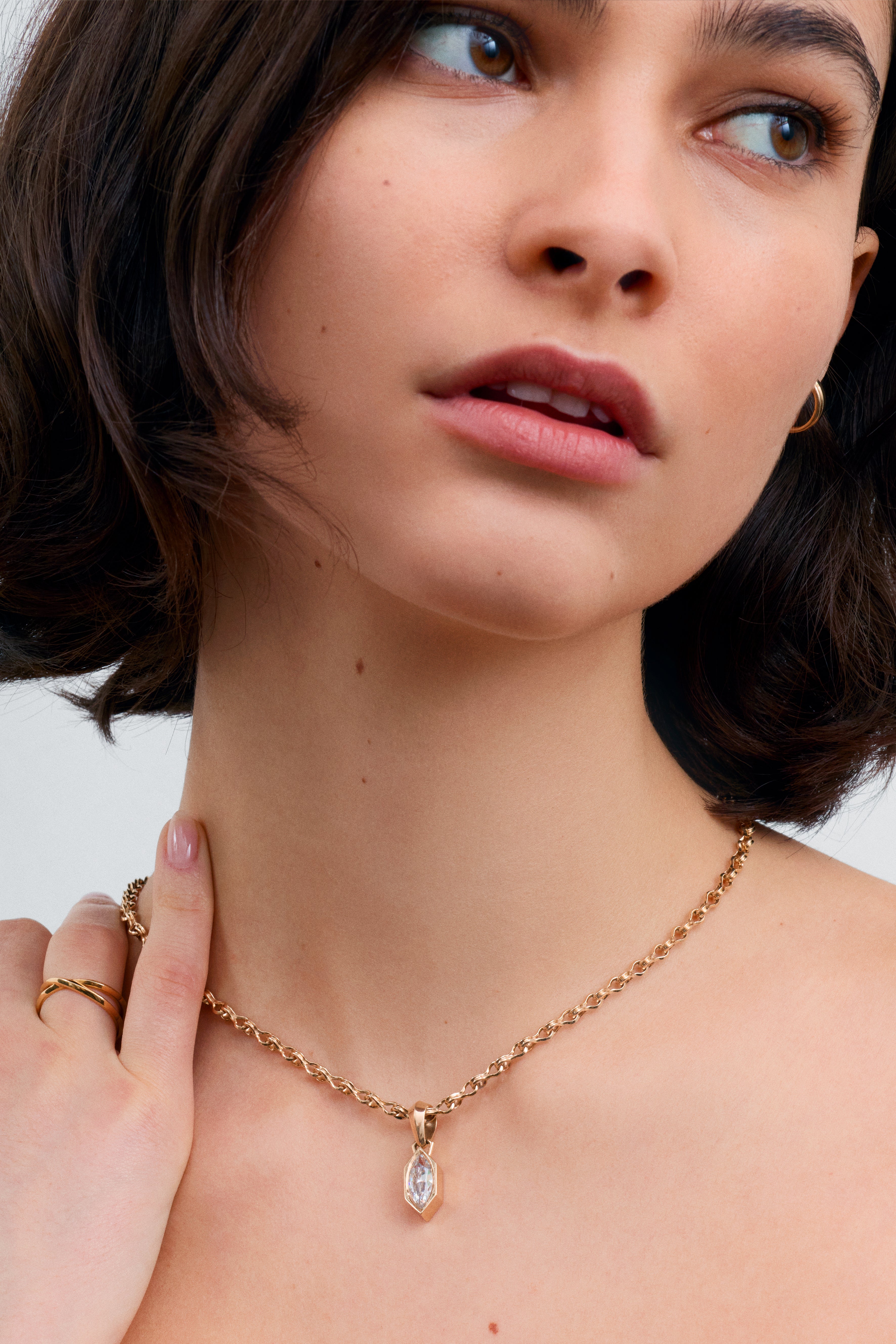 The Chunky Charm Pendant - Marquise Cut by East London jeweller Rachel Boston | Discover our collections of unique and timeless engagement rings, wedding rings, and modern fine jewellery.