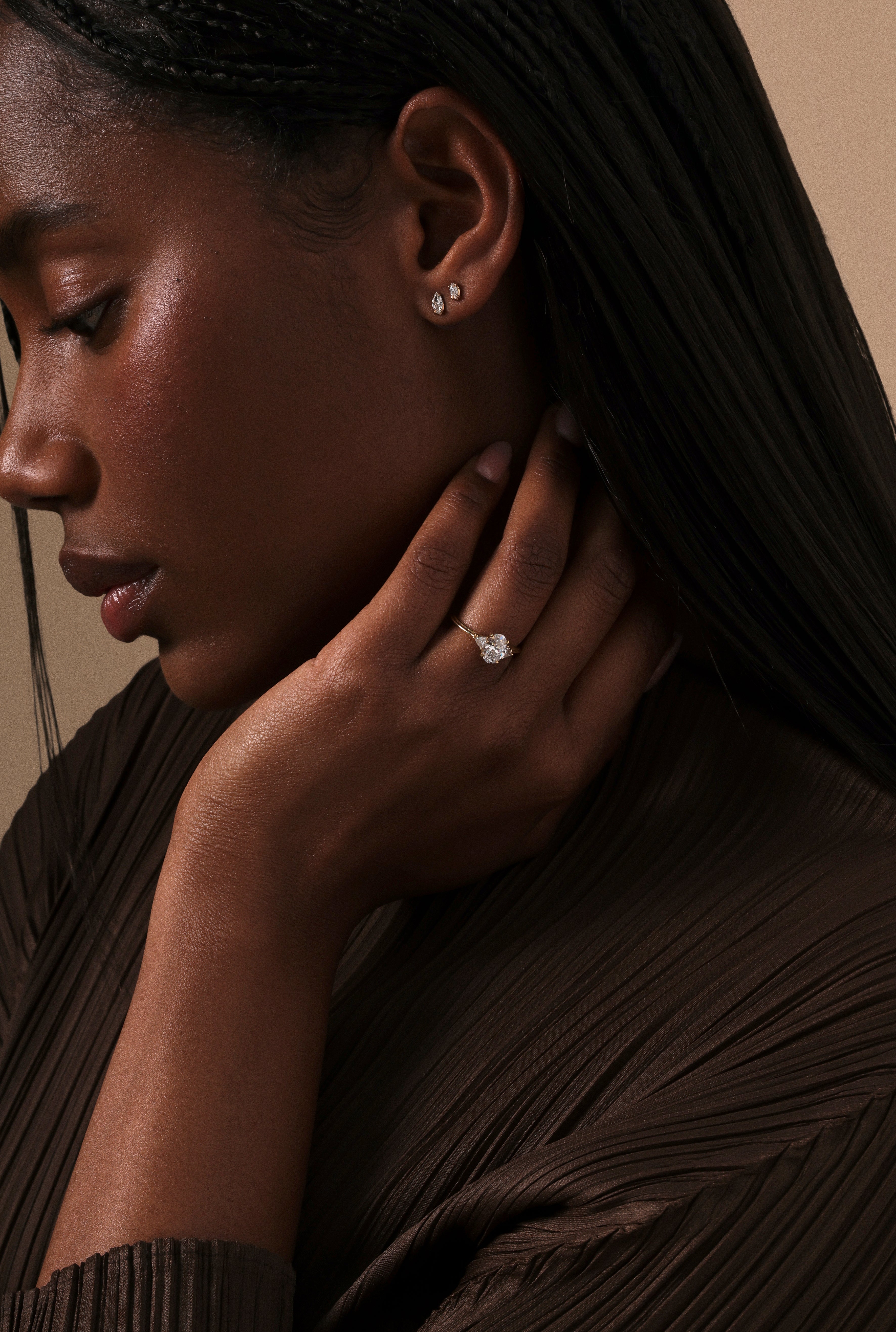 The Marquise Diamond Stud Earrings by East London jeweller Rachel Boston | Discover our collections of unique and timeless engagement rings, wedding rings, and modern fine jewellery.
