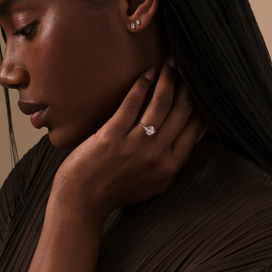 Mini Marquise Diamond Stud Earrings - Rachel Boston Jewellery