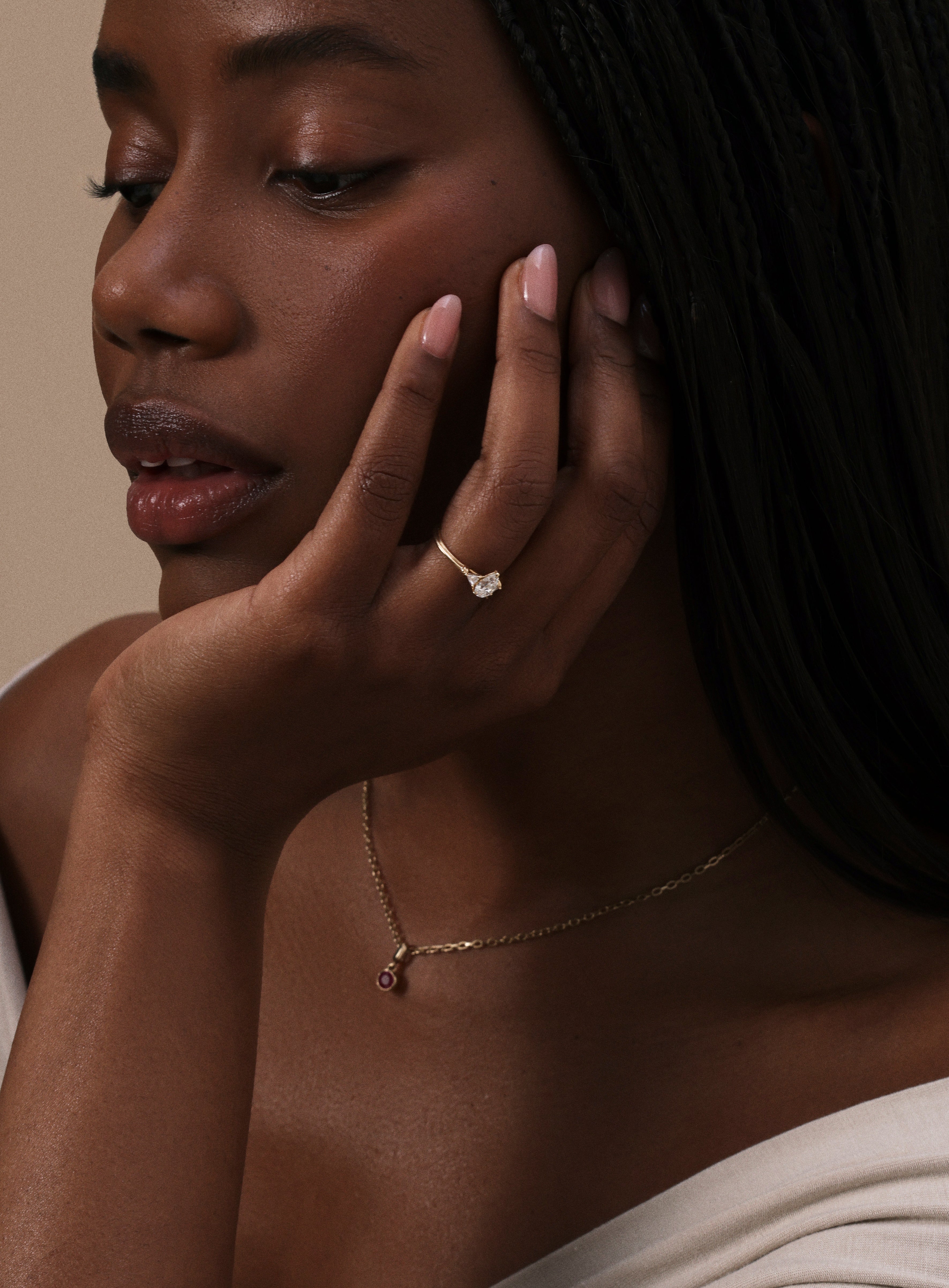 The Clara Ring - Pear Cut by East London jeweller Rachel Boston | Discover our collections of unique and timeless engagement rings, wedding rings, and modern fine jewellery.