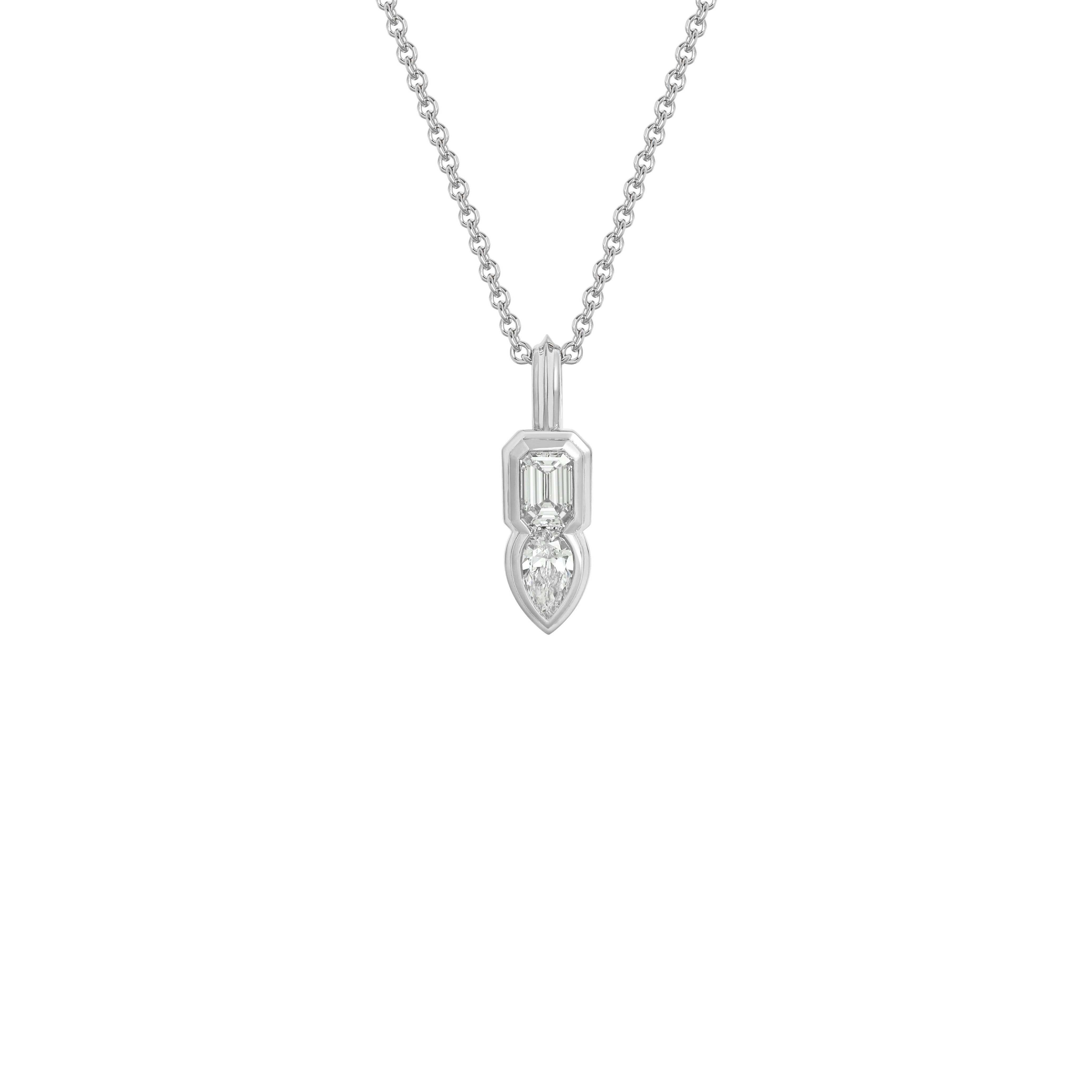The Duet Pendant - Double Line by East London jeweller Rachel Boston | Discover our collections of unique and timeless engagement rings, wedding rings, and modern fine jewellery.