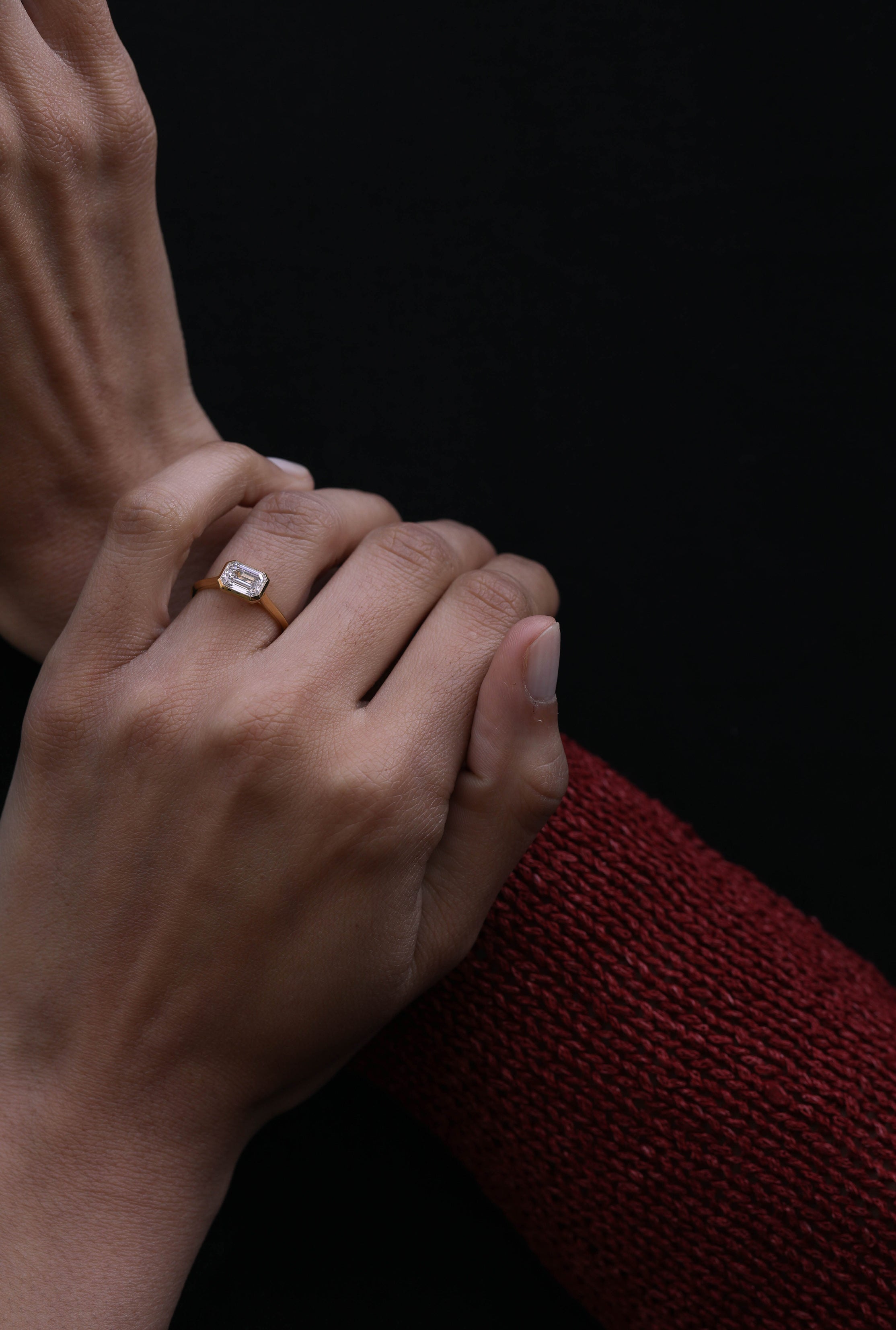 The Ines Ring - Emerald Cut by East London jeweller Rachel Boston | Discover our collections of unique and timeless engagement rings, wedding rings, and modern fine jewellery.