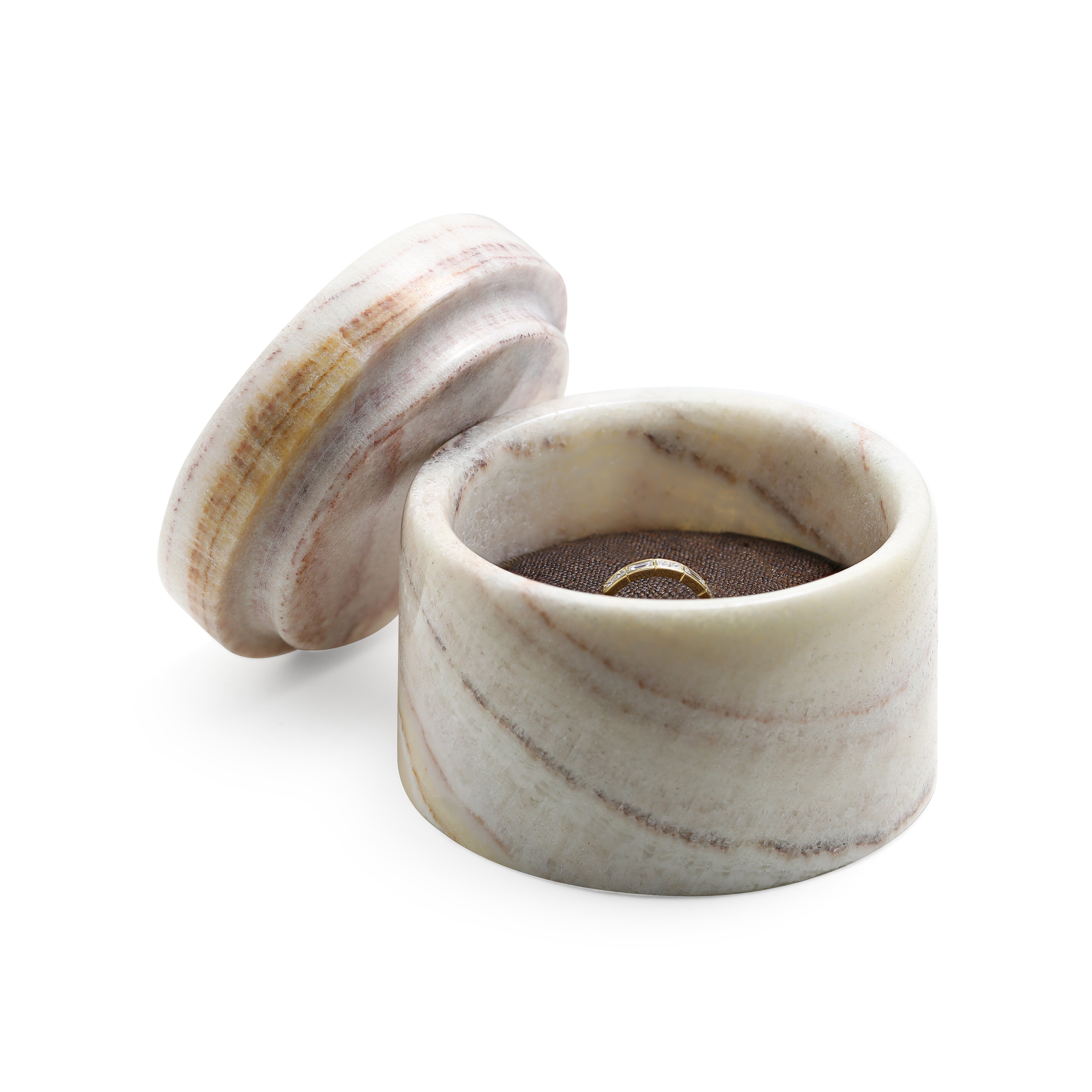 The Jewellery Box - Rose Alabaster Stone - 3/5 by East London jeweller Rachel Boston | Discover our collections of unique and timeless engagement rings, wedding rings, and modern fine jewellery.