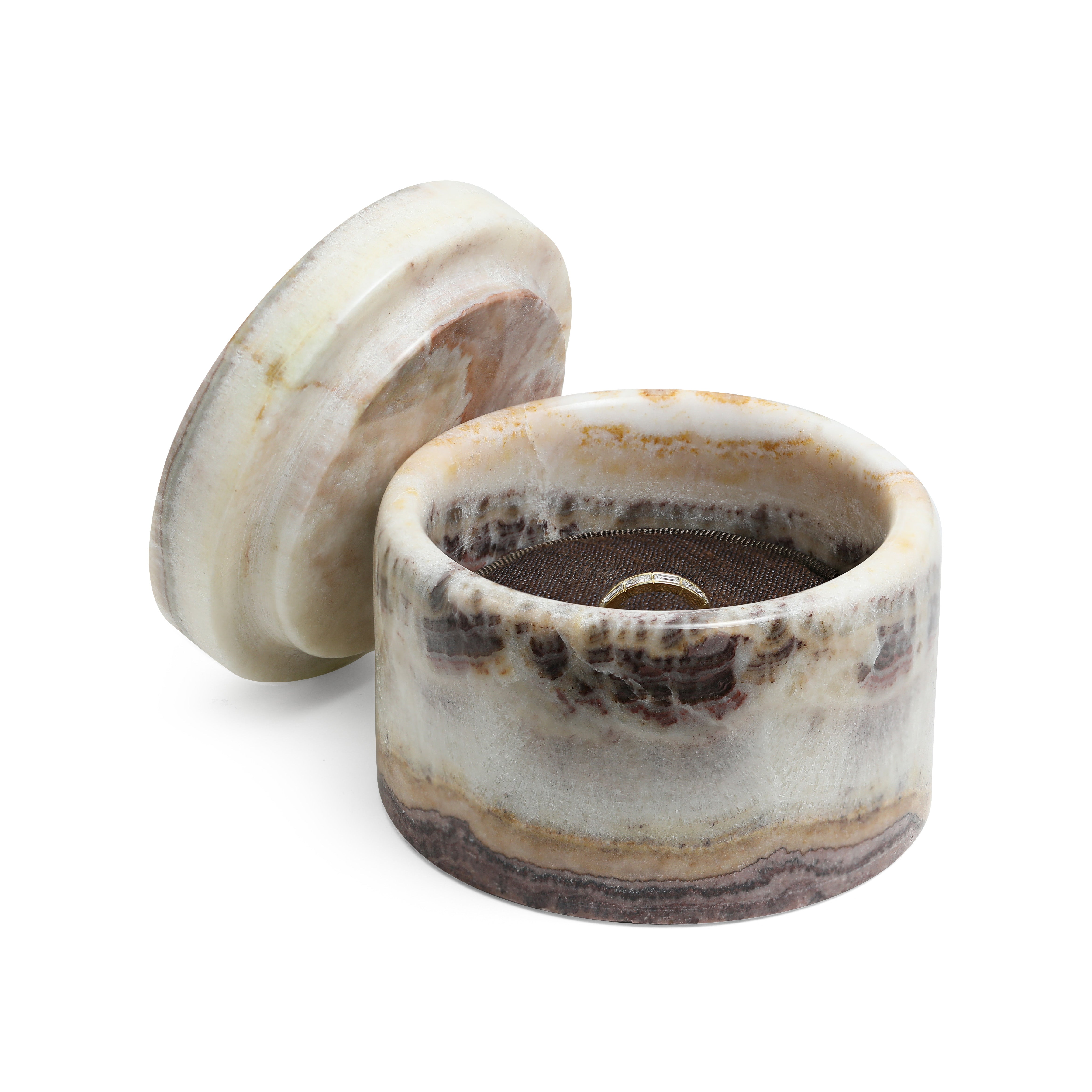 The Jewellery Box - Rose Alabaster Stone - 4/5 by East London jeweller Rachel Boston | Discover our collections of unique and timeless engagement rings, wedding rings, and modern fine jewellery.