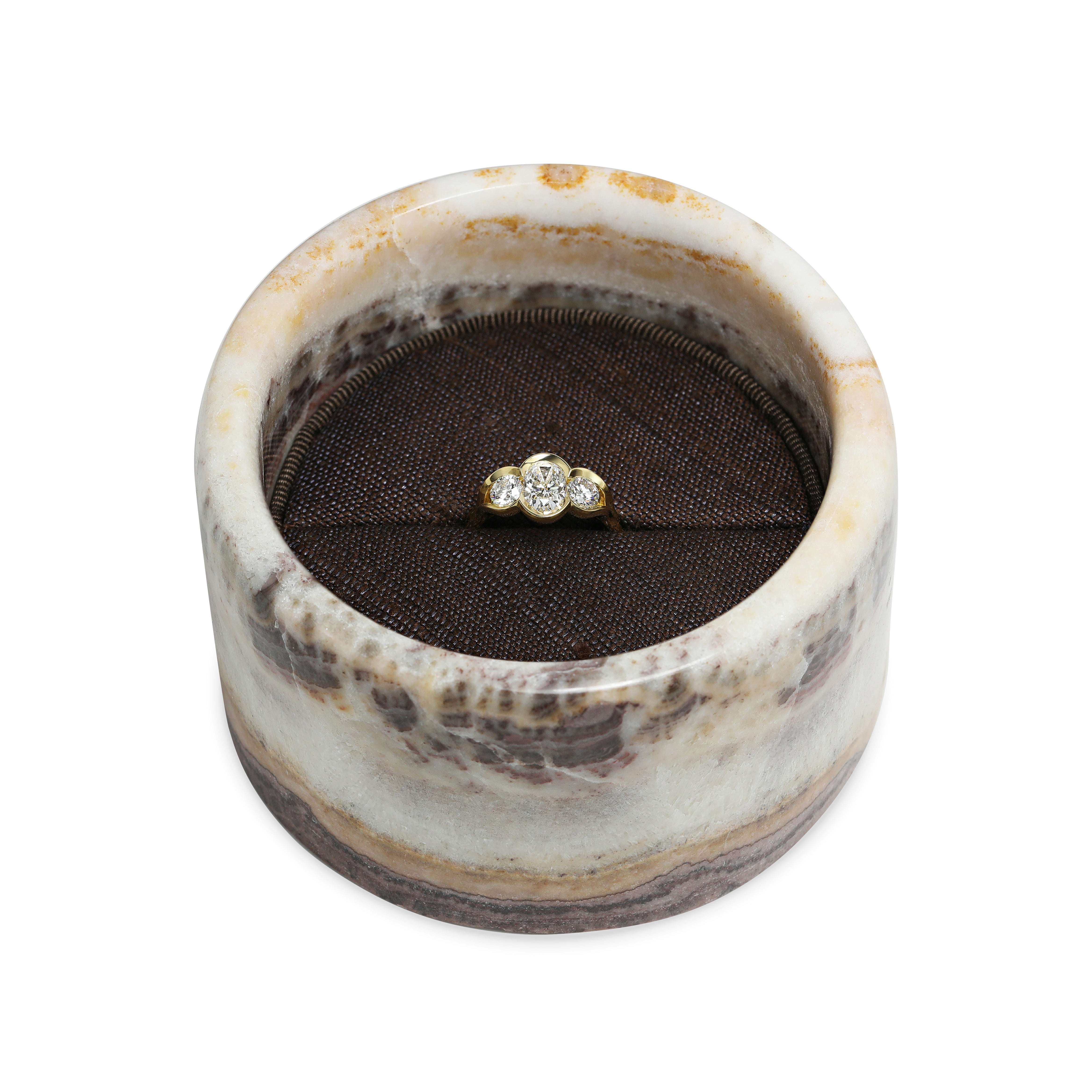 The Jewellery Box - Rose Alabaster Stone - 4/5 by East London jeweller Rachel Boston | Discover our collections of unique and timeless engagement rings, wedding rings, and modern fine jewellery.