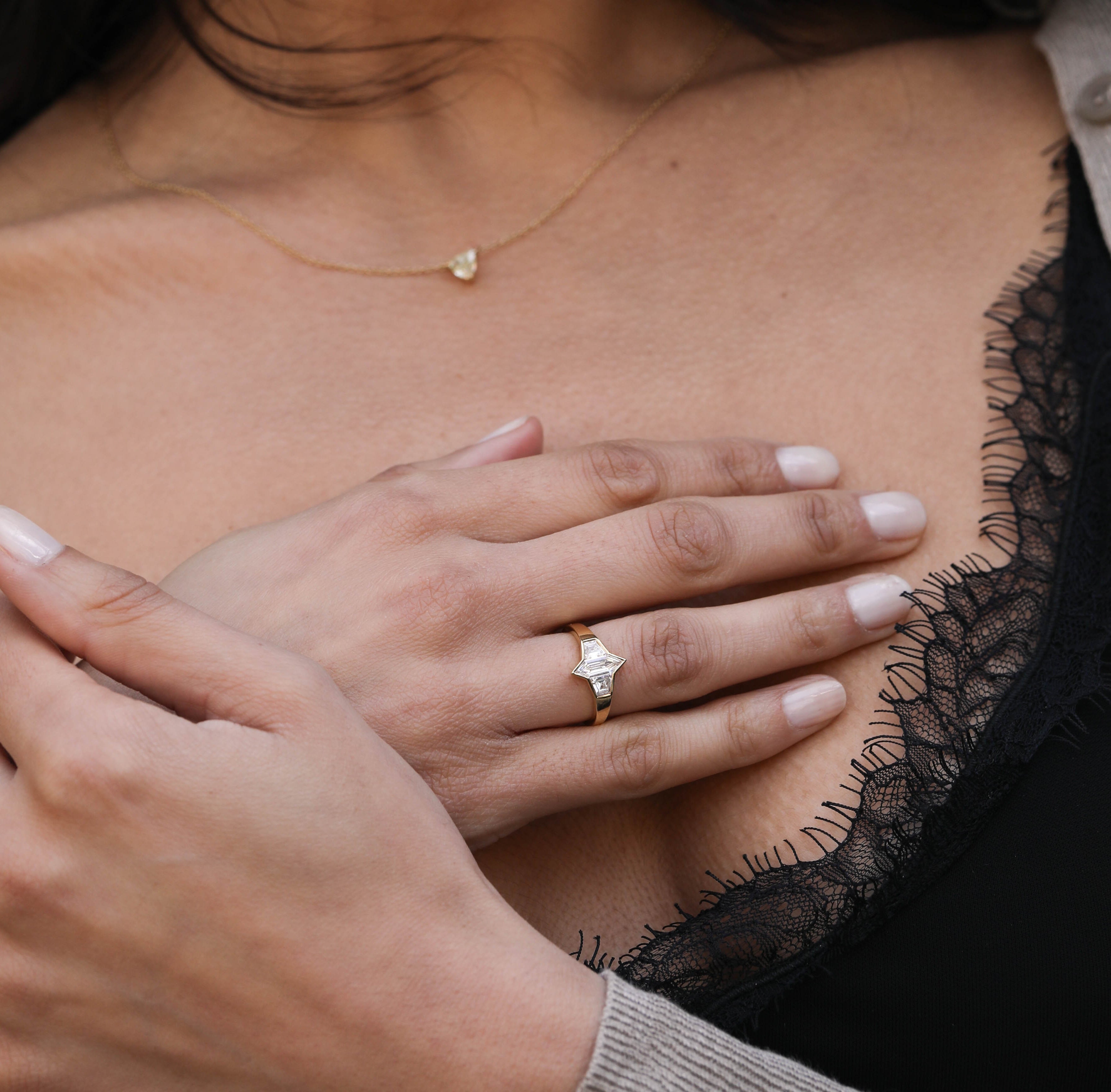 The Mia Ring by East London jeweller Rachel Boston | Discover our collections of unique and timeless engagement rings, wedding rings, and modern fine jewellery.