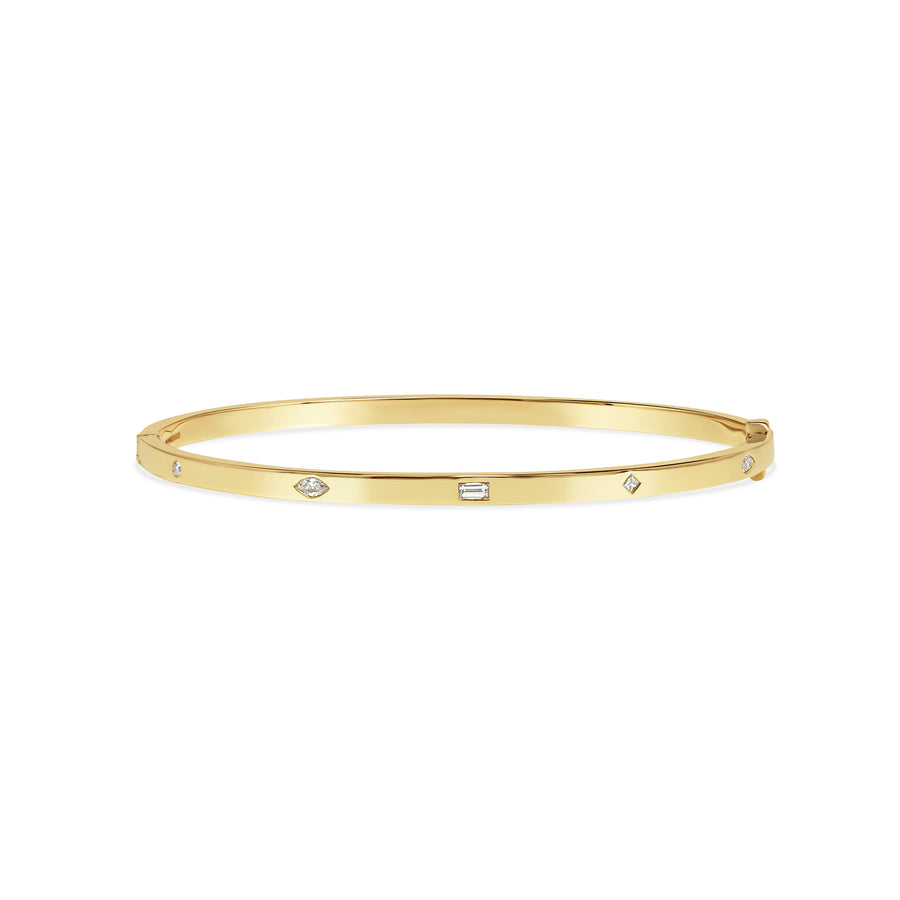 The Mixed Diamond Bangle by East London jeweller Rachel Boston | Discover our collections of unique and timeless engagement rings, wedding rings, and modern fine jewellery. - Rachel Boston Jewellery