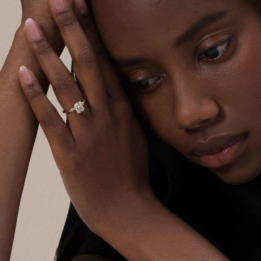 The Pascal Ring - Cushion Cut by East London jeweller Rachel Boston | Discover our collections of unique and timeless engagement rings, wedding rings, and modern fine jewellery. - Rachel Boston Jewellery
