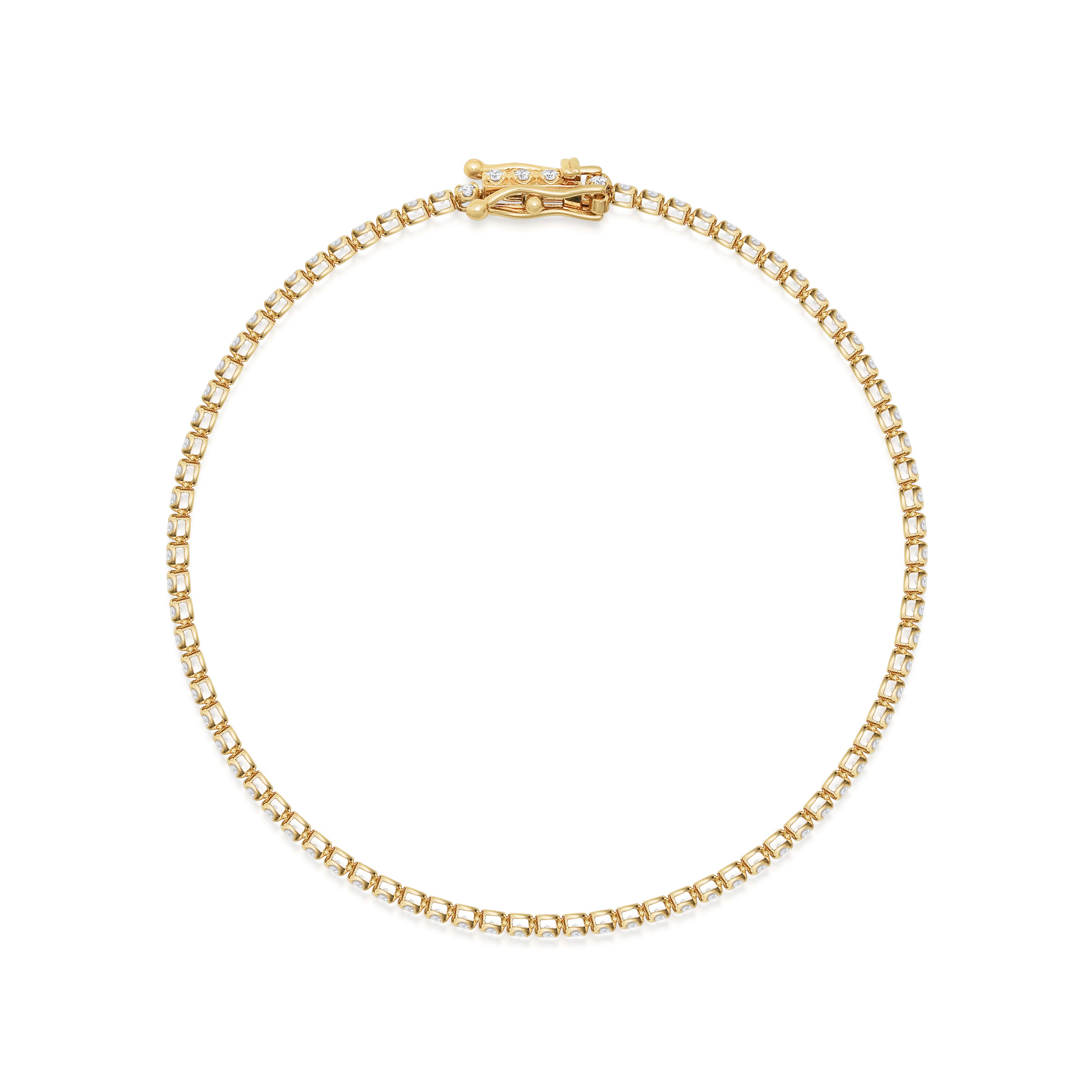 The Round Scallop Diamond Tennis Bracelet by East London jeweller Rachel Boston | Discover our collections of unique and timeless engagement rings, wedding rings, and modern fine jewellery.