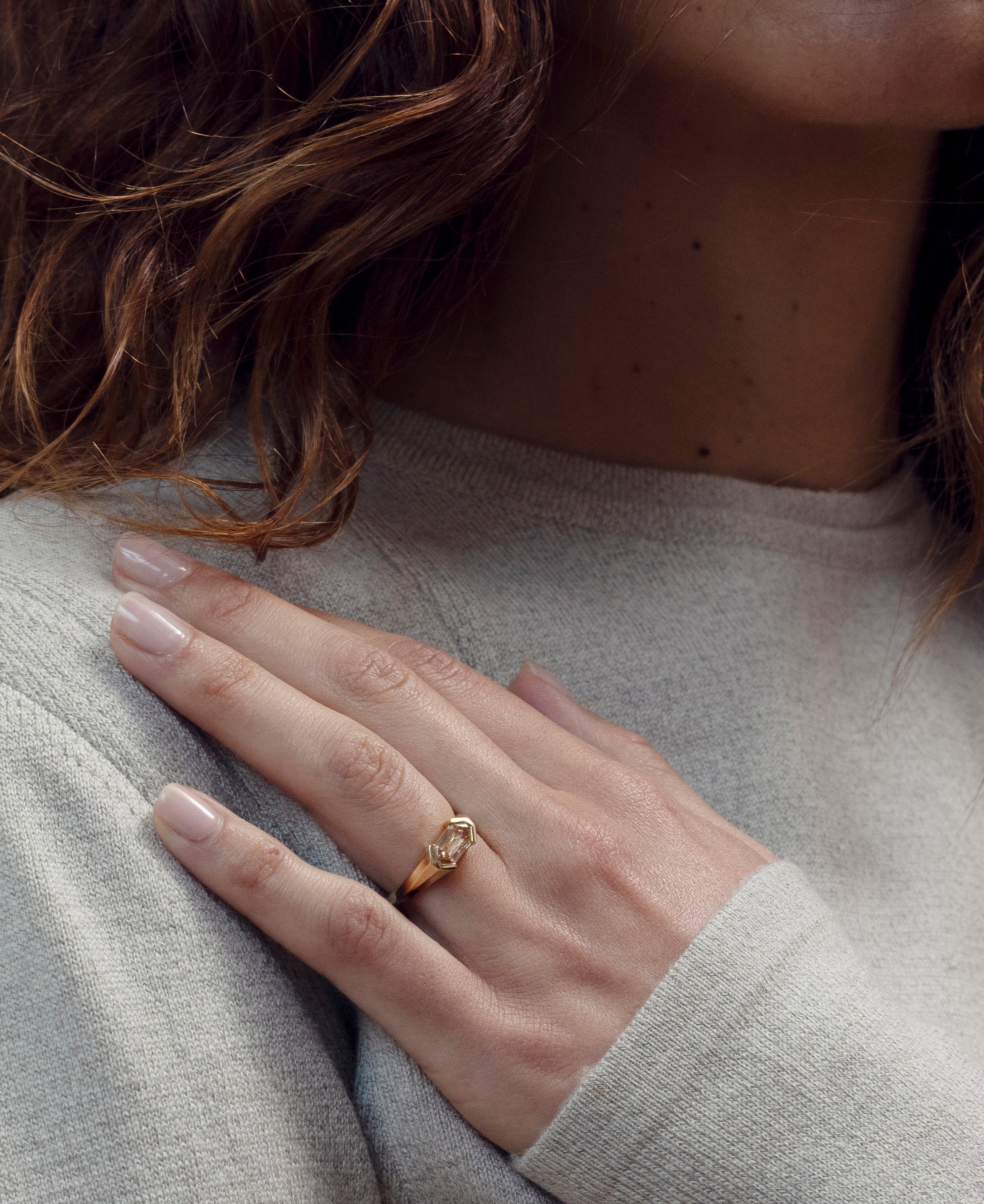 The X-SOLSTICE Ring by East London jeweller Rachel Boston | Discover our collections of unique and timeless engagement rings, wedding rings, and modern fine jewellery.