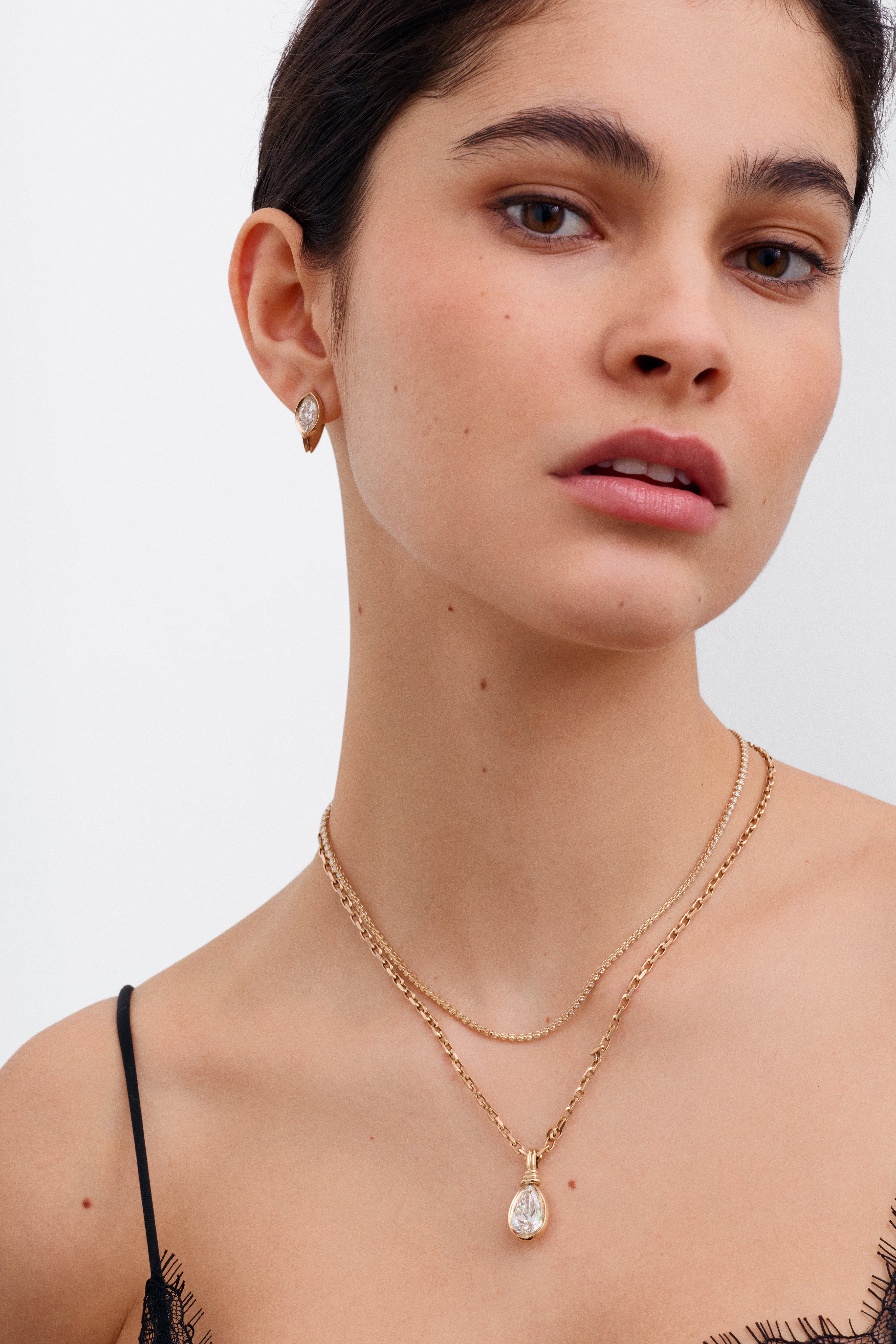 The Bound Pendant - Pear Cut by East London jeweller Rachel Boston | Discover our collections of unique and timeless engagement rings, wedding rings, and modern fine jewellery.