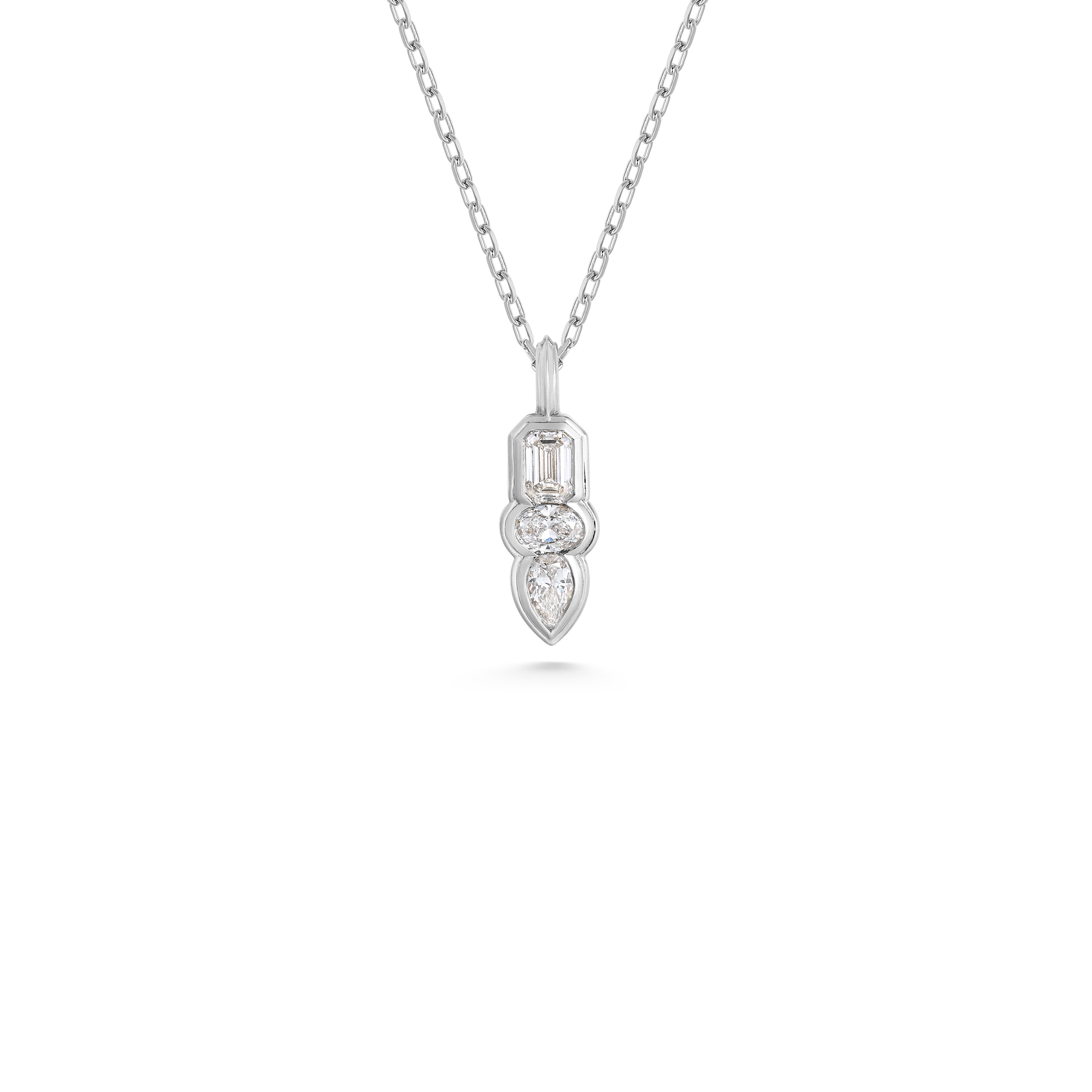 The Trio Pendant - Double Line by East London jeweller Rachel Boston | Discover our collections of unique and timeless engagement rings, wedding rings, and modern fine jewellery.