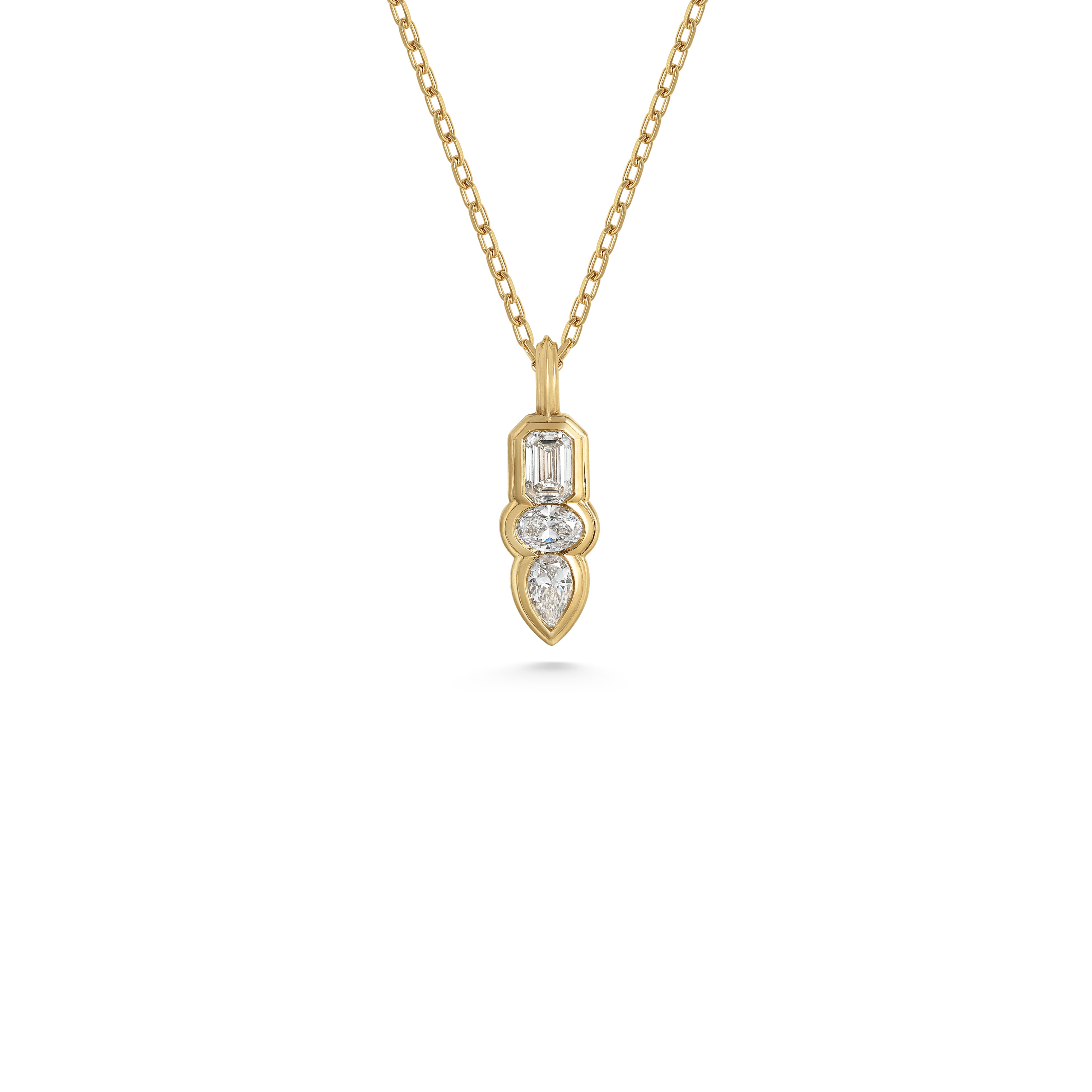 The Trio Pendant - Double Line by East London jeweller Rachel Boston | Discover our collections of unique and timeless engagement rings, wedding rings, and modern fine jewellery.