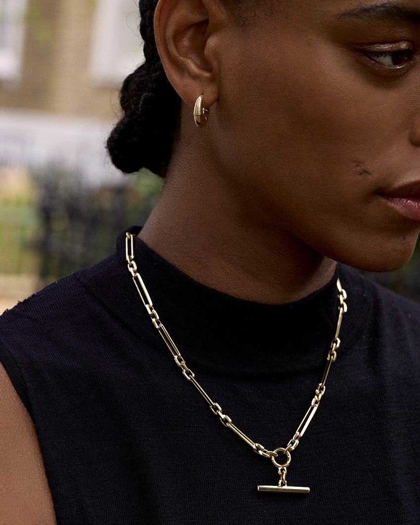 The Loop Necklace by East London jeweller Rachel Boston | Discover our collections of unique and timeless engagement rings, wedding rings, and modern fine jewellery.