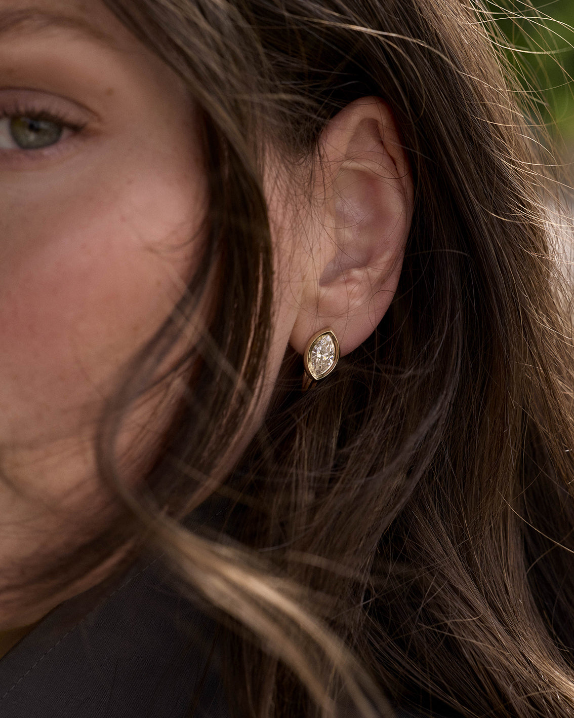 The Trace Earrings by East London jeweller Rachel Boston | Discover our collections of unique and timeless engagement rings, wedding rings, and modern fine jewellery.