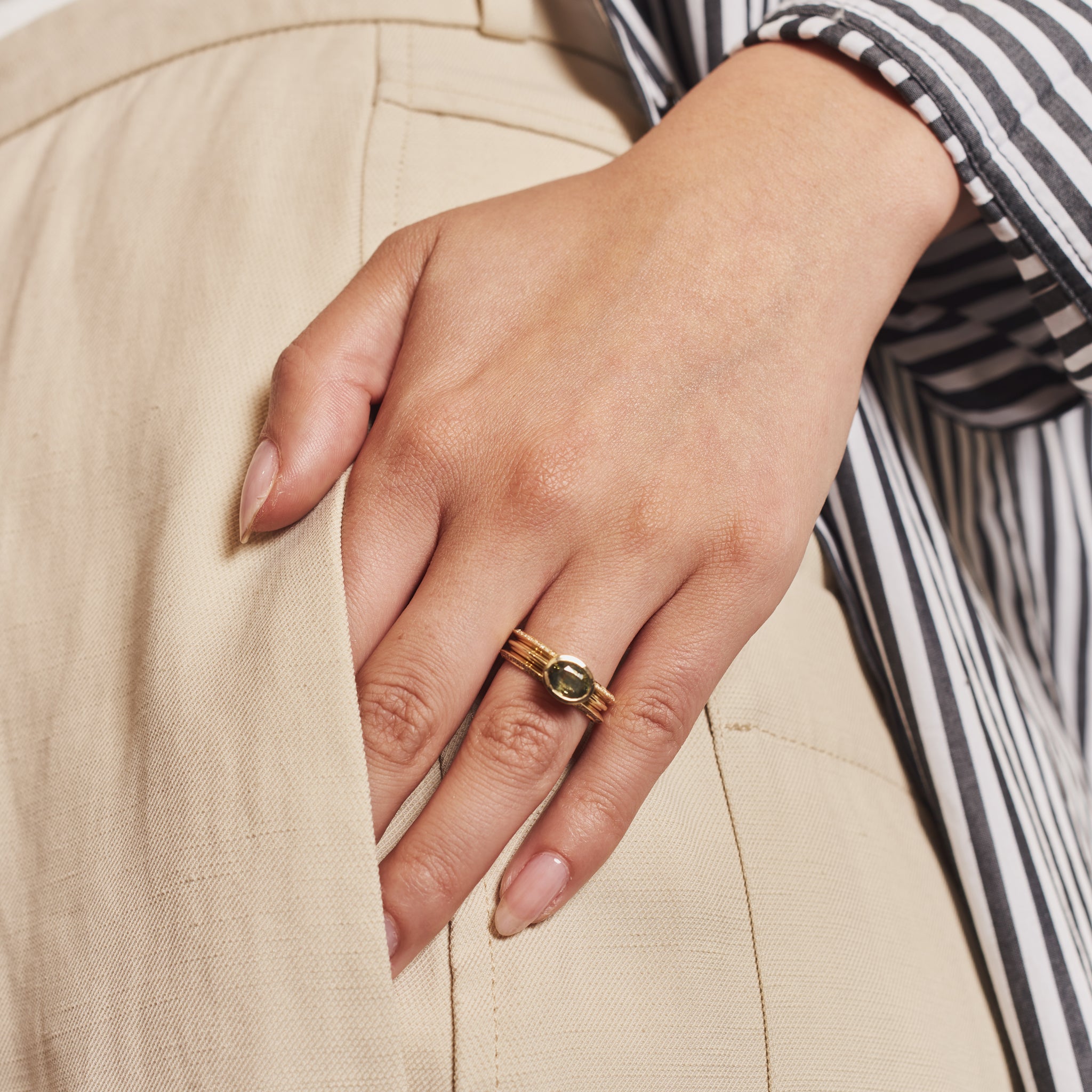 The Diamond Knife Edge Double Wedding Band by East London jeweller Rachel Boston | Discover our collections of unique and timeless engagement rings, wedding rings, and modern fine jewellery.