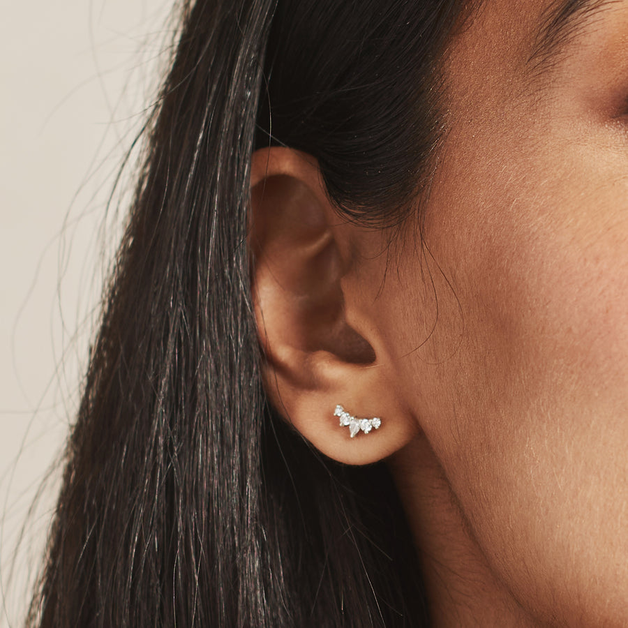 The Comet Encke Stud Earrings by East London jeweller Rachel Boston | Discover our collections of unique and timeless engagement rings, wedding rings, and modern fine jewellery. - Rachel Boston Jewellery