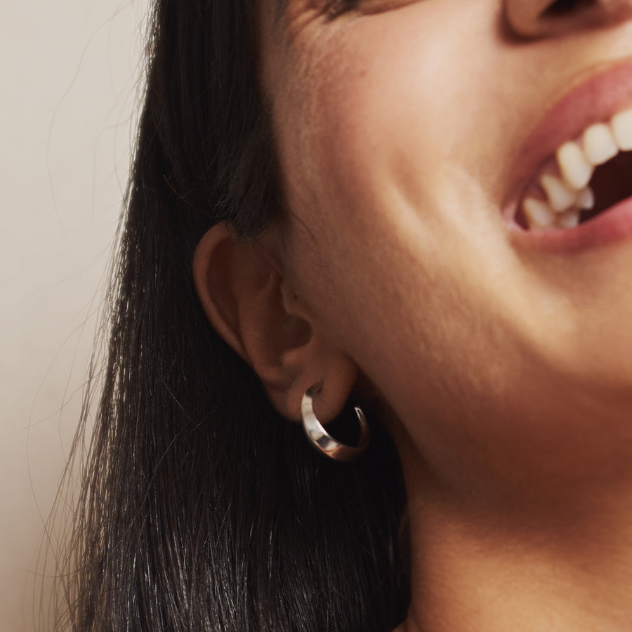 The Laguz Hoop Earrings by East London jeweller Rachel Boston | Discover our collections of unique and timeless engagement rings, wedding rings, and modern fine jewellery. - Rachel Boston Jewellery