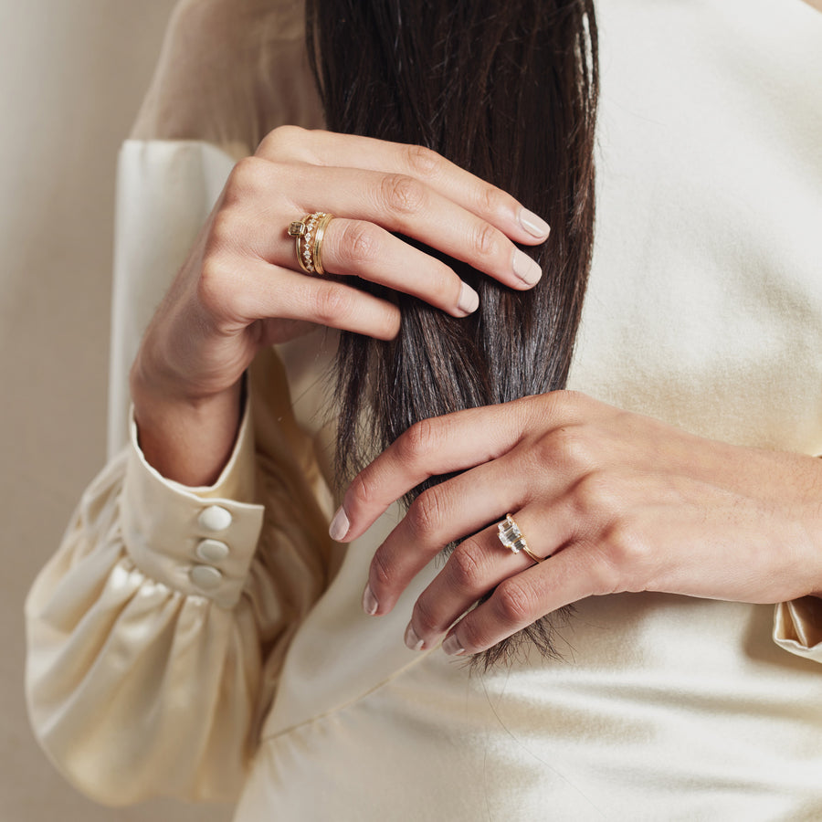 The Mixed Diamond Wedding Band by East London jeweller Rachel Boston | Discover our collections of unique and timeless engagement rings, wedding rings, and modern fine jewellery. - Rachel Boston Jewellery