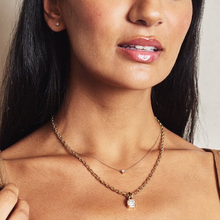 The 3mm White Diamond Slider Necklace by East London jeweller Rachel Boston | Discover our collections of unique and timeless engagement rings, wedding rings, and modern fine jewellery. - Rachel Boston Jewellery