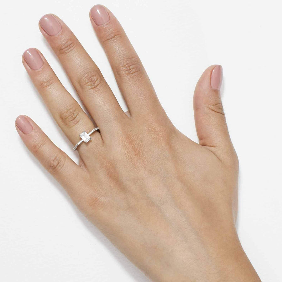 The Deco Emerald Ring by East London jeweller Rachel Boston | Discover our collections of unique and timeless engagement rings, wedding rings, and modern fine jewellery. - Rachel Boston Jewellery