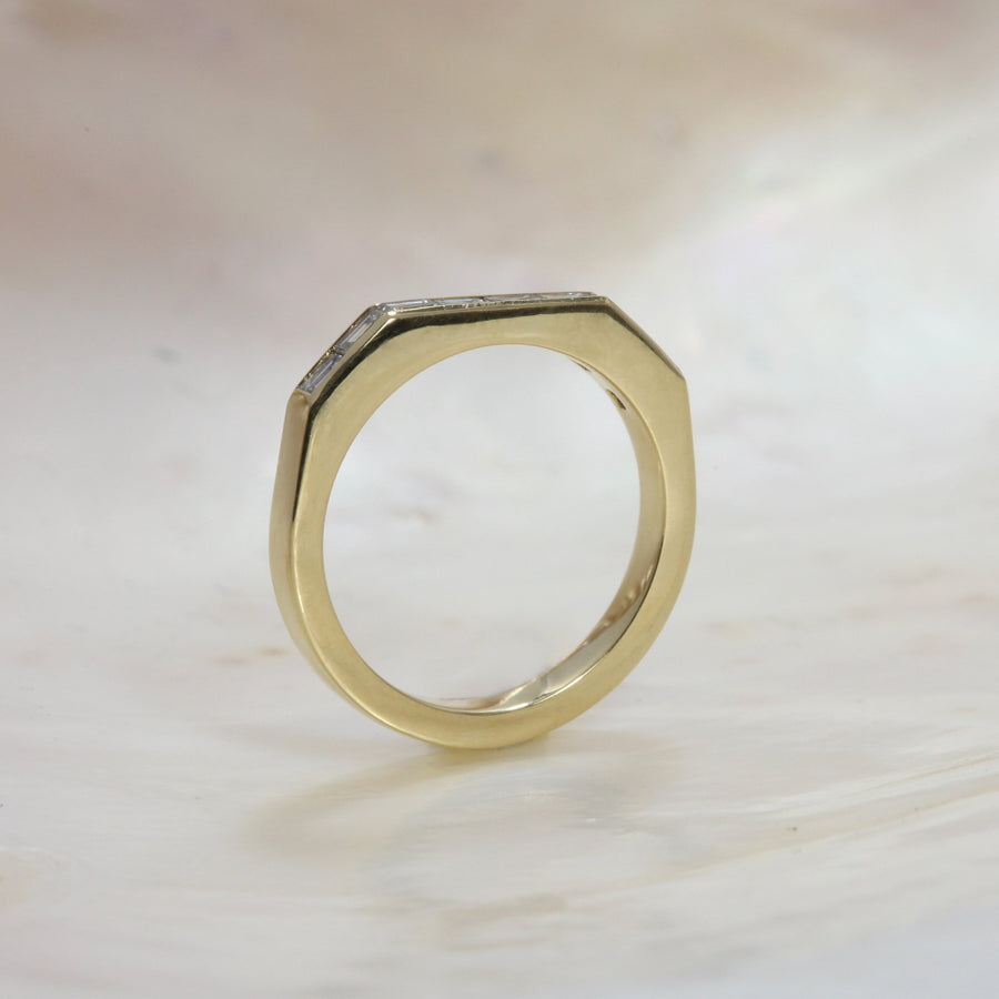 The Baguette Diamond Deco Wedding Band by East London jeweller Rachel Boston | Discover our collections of unique and timeless engagement rings, wedding rings, and modern fine jewellery. - Rachel Boston Jewellery