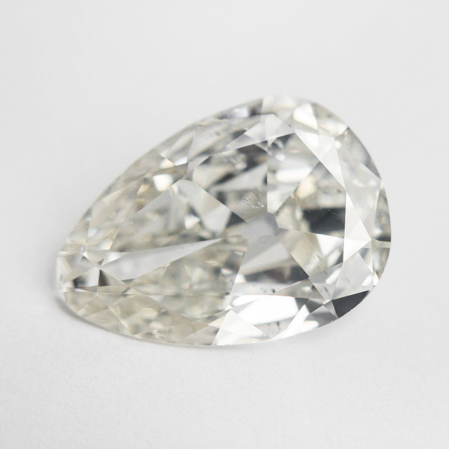 The 4.32ct 14.64x10.39x4.28mm GIA SI2 J Antique Pear Old Mine Cut 20672-01 by East London jeweller Rachel Boston | Discover our collections of unique and timeless engagement rings, wedding rings, and modern fine jewellery. - Rachel Boston Jewellery